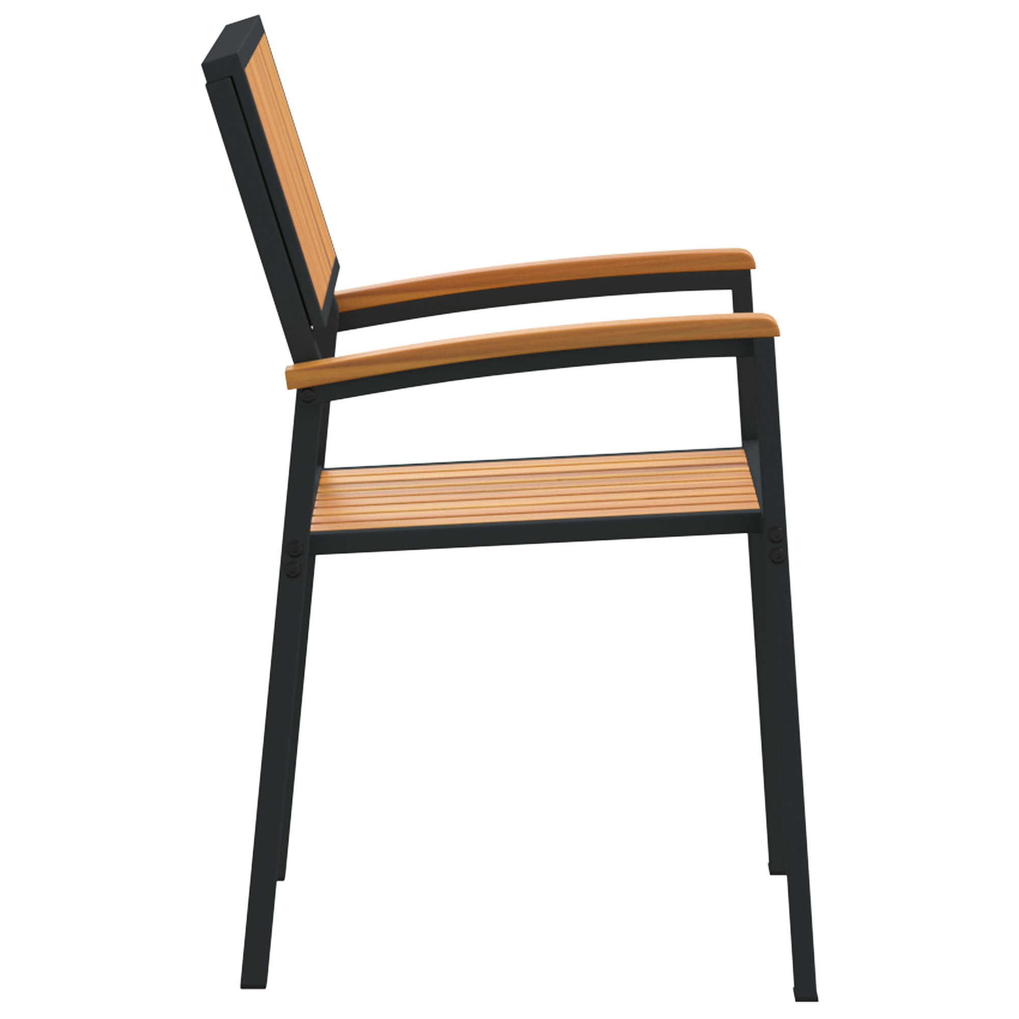 Outdoor Chairs 2 pcs Stackable Black Solid Wood Acacia&Metal - Image 6