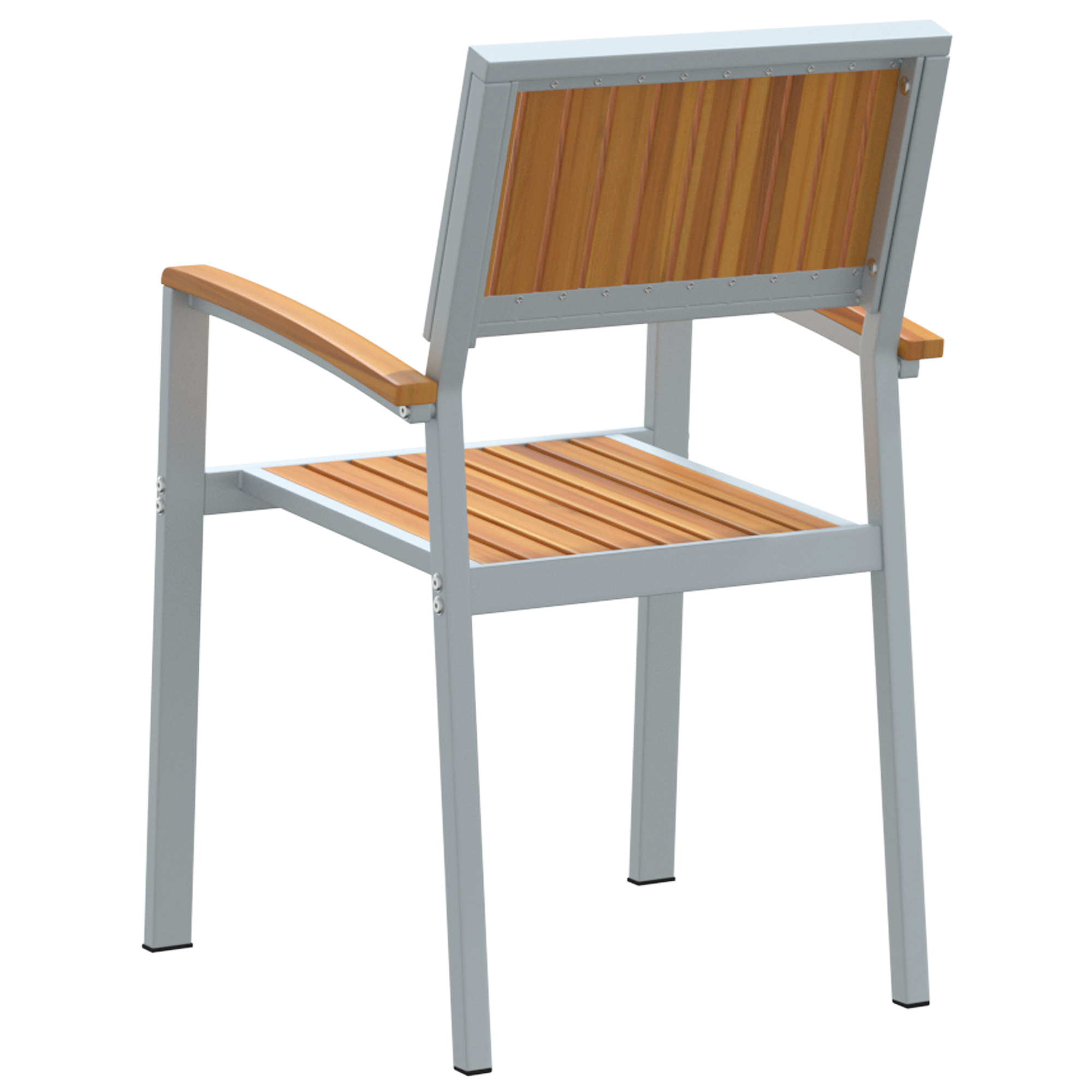 Outdoor Chairs 2 pcs Stackable Grey Solid Wood Acacia and Metal - Image 7