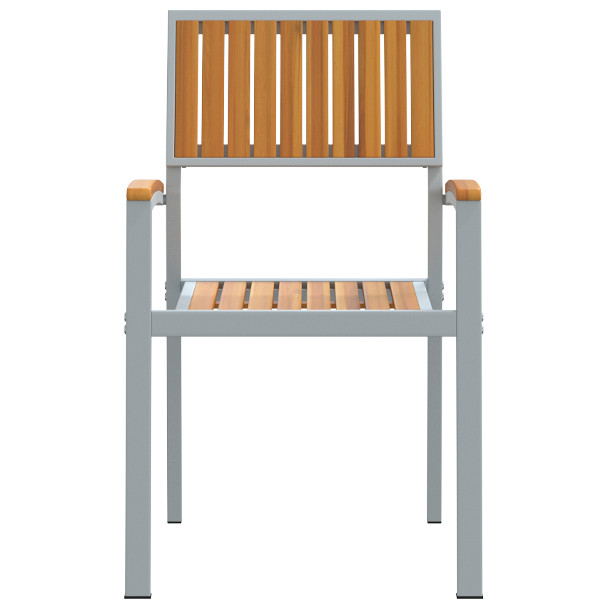 Outdoor Chairs 2 pcs Stackable Grey Solid Wood Acacia and Metal - Image 5