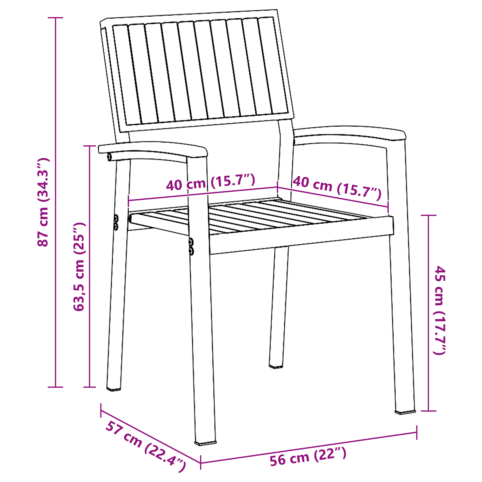 Outdoor Chairs 4 pcs Stackable Grey Solid Wood Acacia and Metal - Image 9