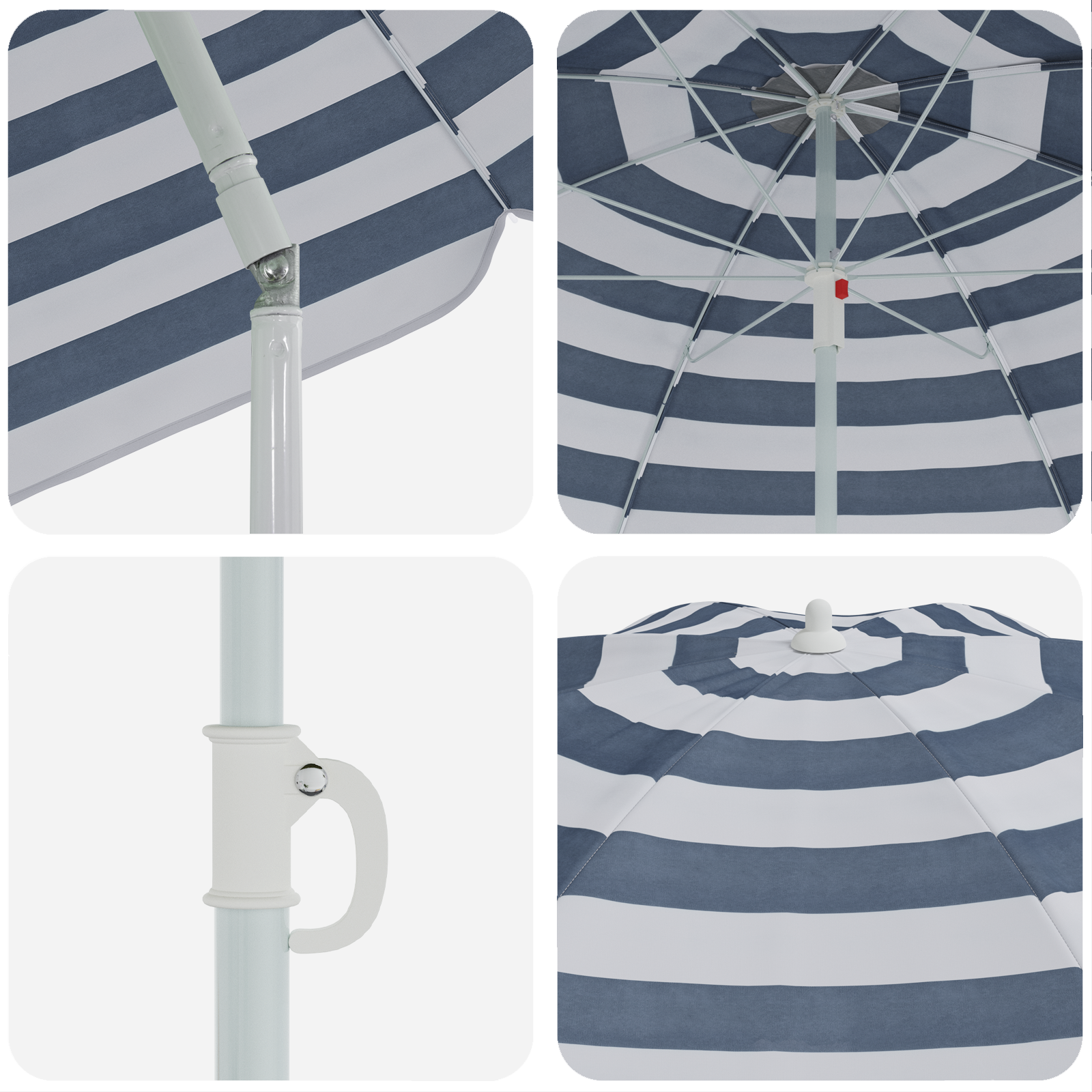 Beach Parasol with Metal Pole Blue & White 161x193 cm Polyester - Image 5