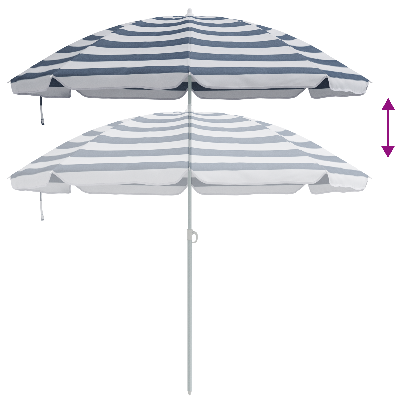 Beach Parasol with Metal Pole Blue & White 161x193 cm Polyester - Image 6