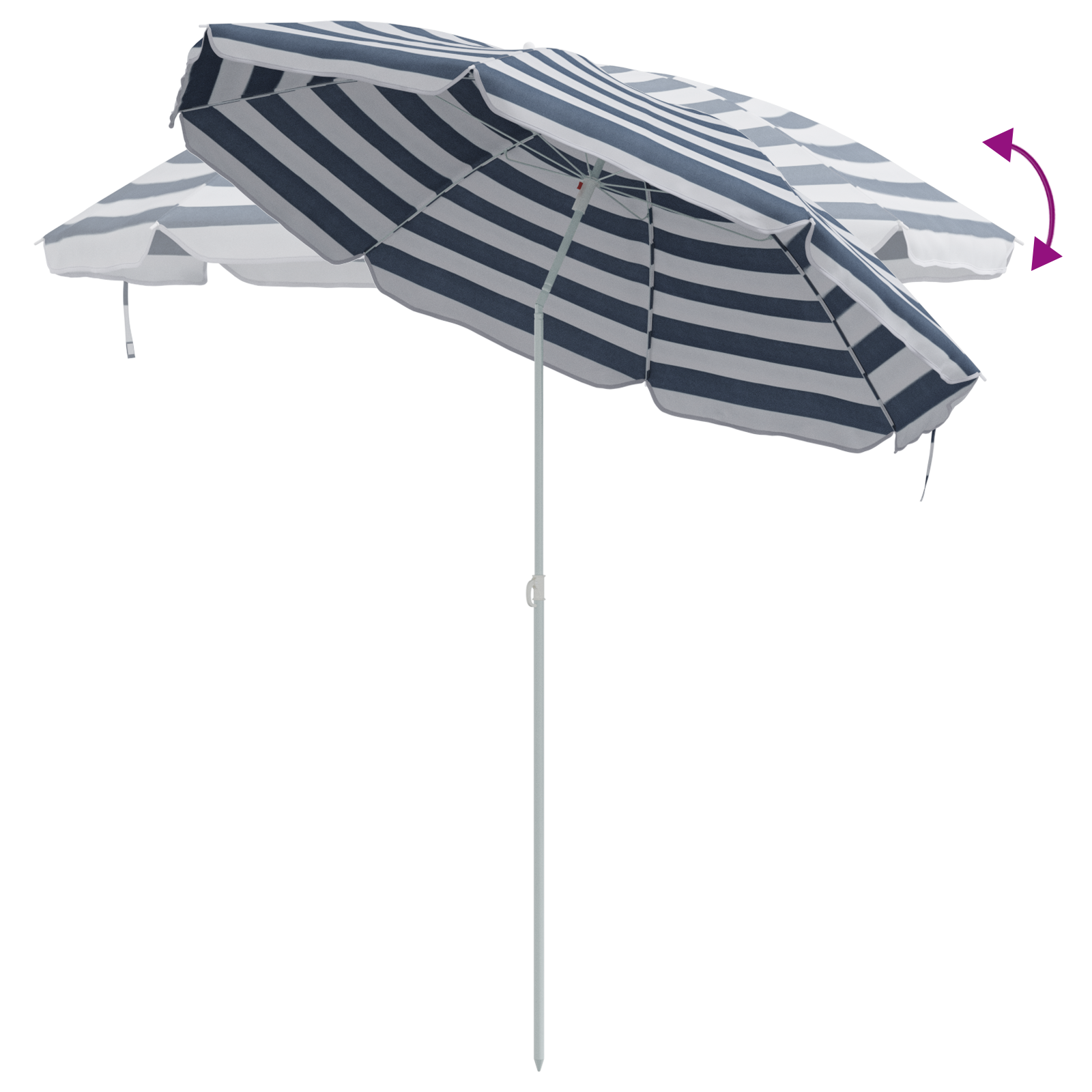 Beach Parasol with Metal Pole Blue & White 161x193 cm Polyester - Image 7