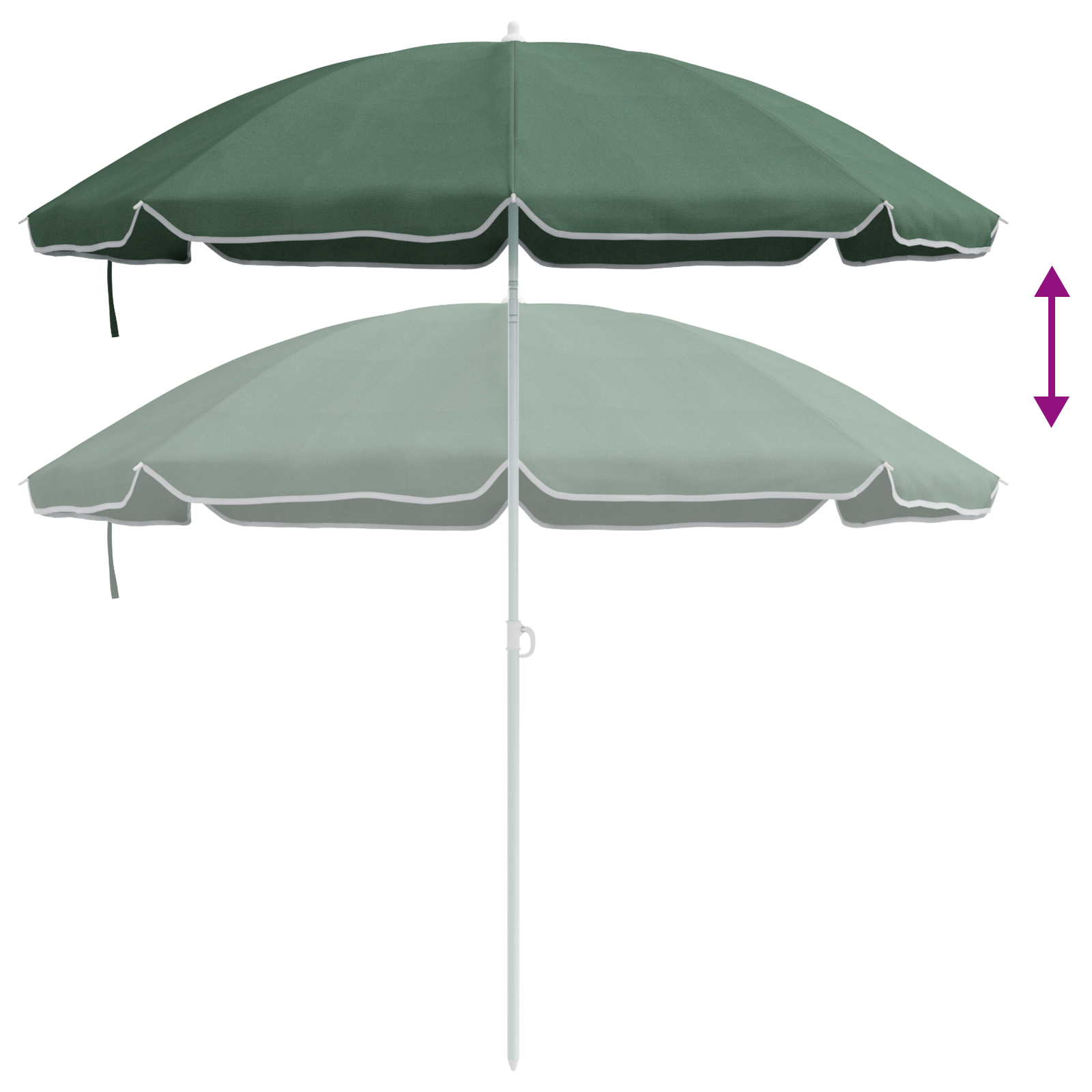 Beach Parasol with Metal Pole Green 161x193 cm Polyester - Image 6