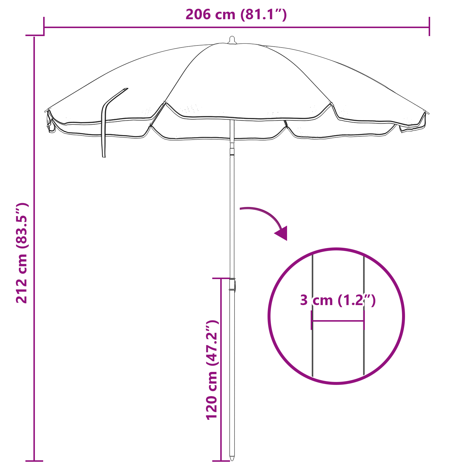 Beach Parasol with Aluminium Pole Camouflage 240 cm - Image 8