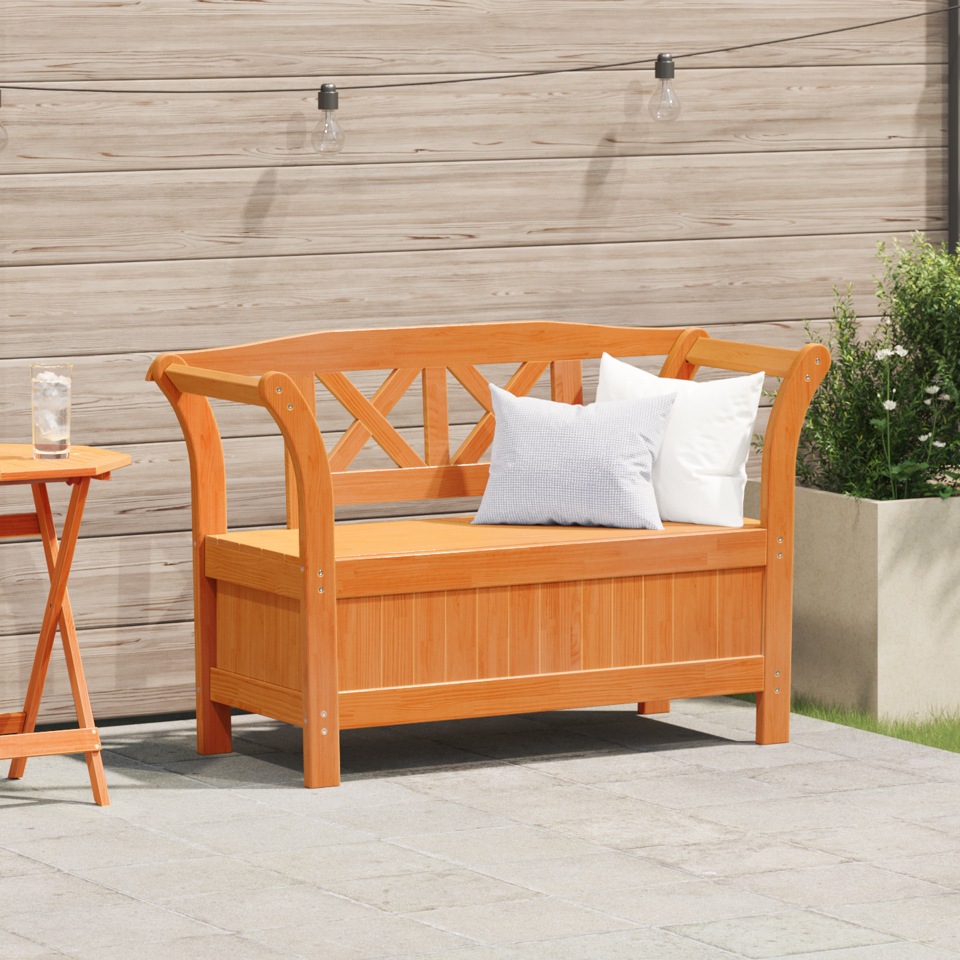 Tuinopbergbank 119x76x44 cm massief grenenhout en acacaiahout