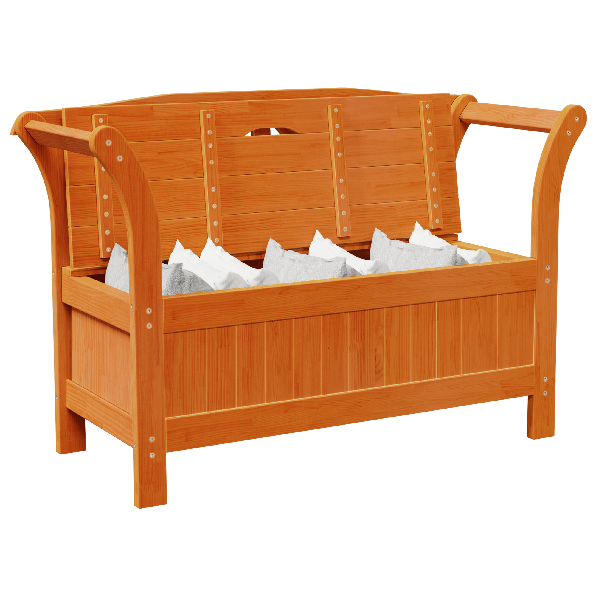 Garden Storage Bench Acacia 119x76x44 cm Solid Wood Pine - Image 3