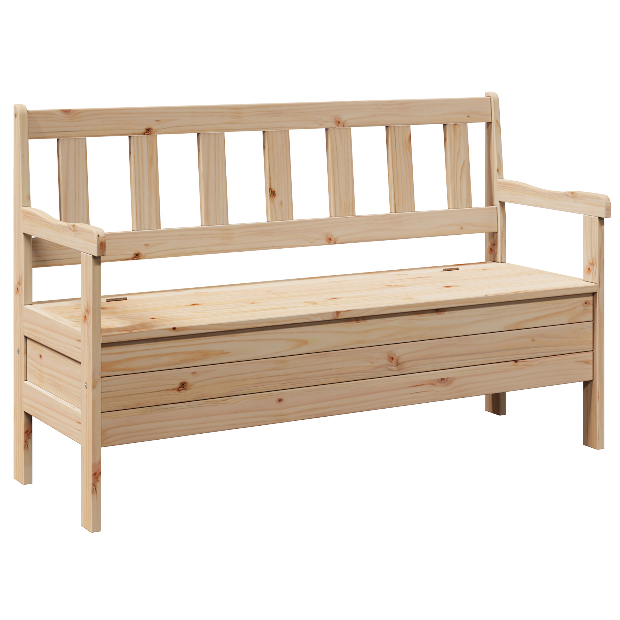 Външна пейка 119x76x44 см от масивна борова дървесина - Image 2