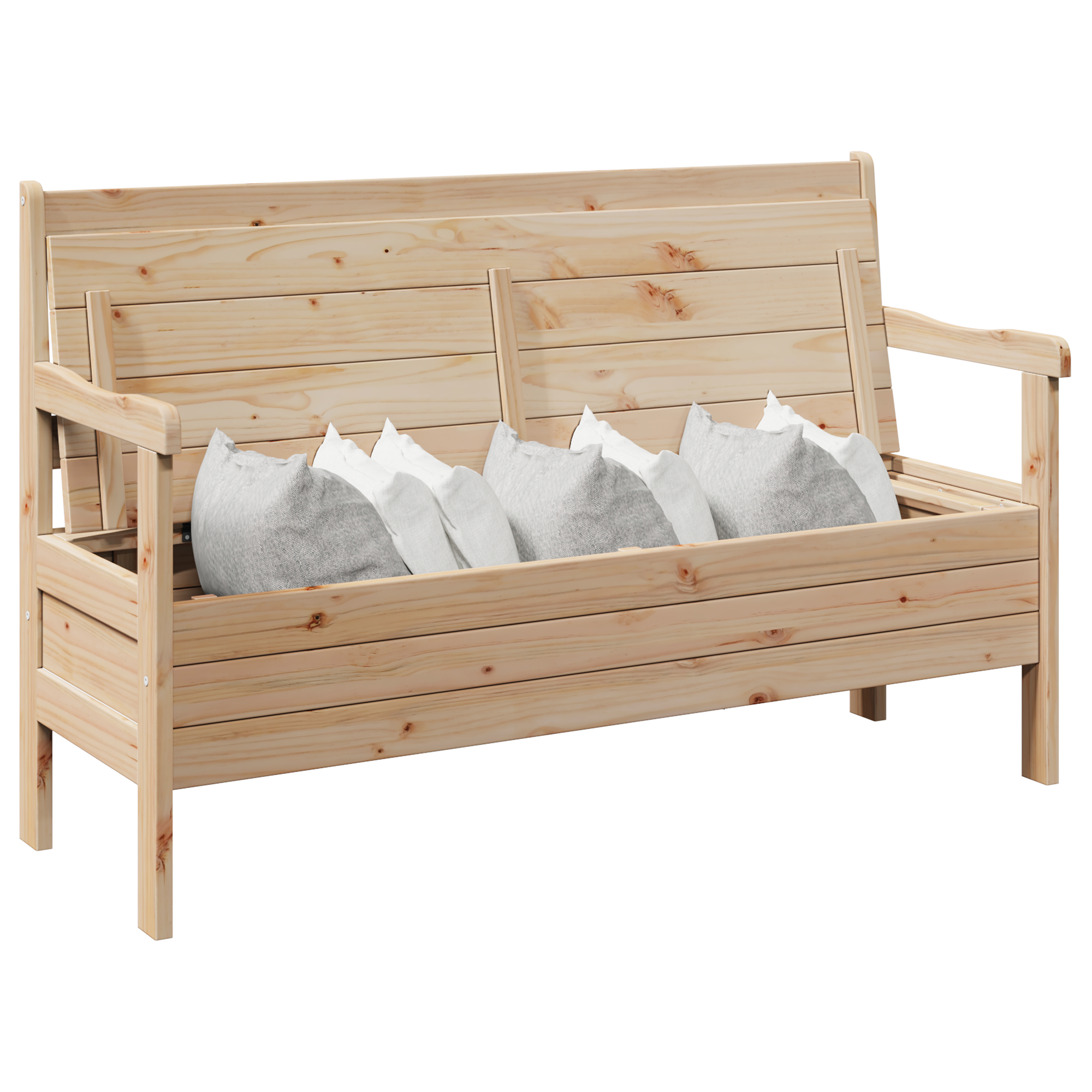 Външна пейка 119x76x44 см от масивна борова дървесина - Image 3