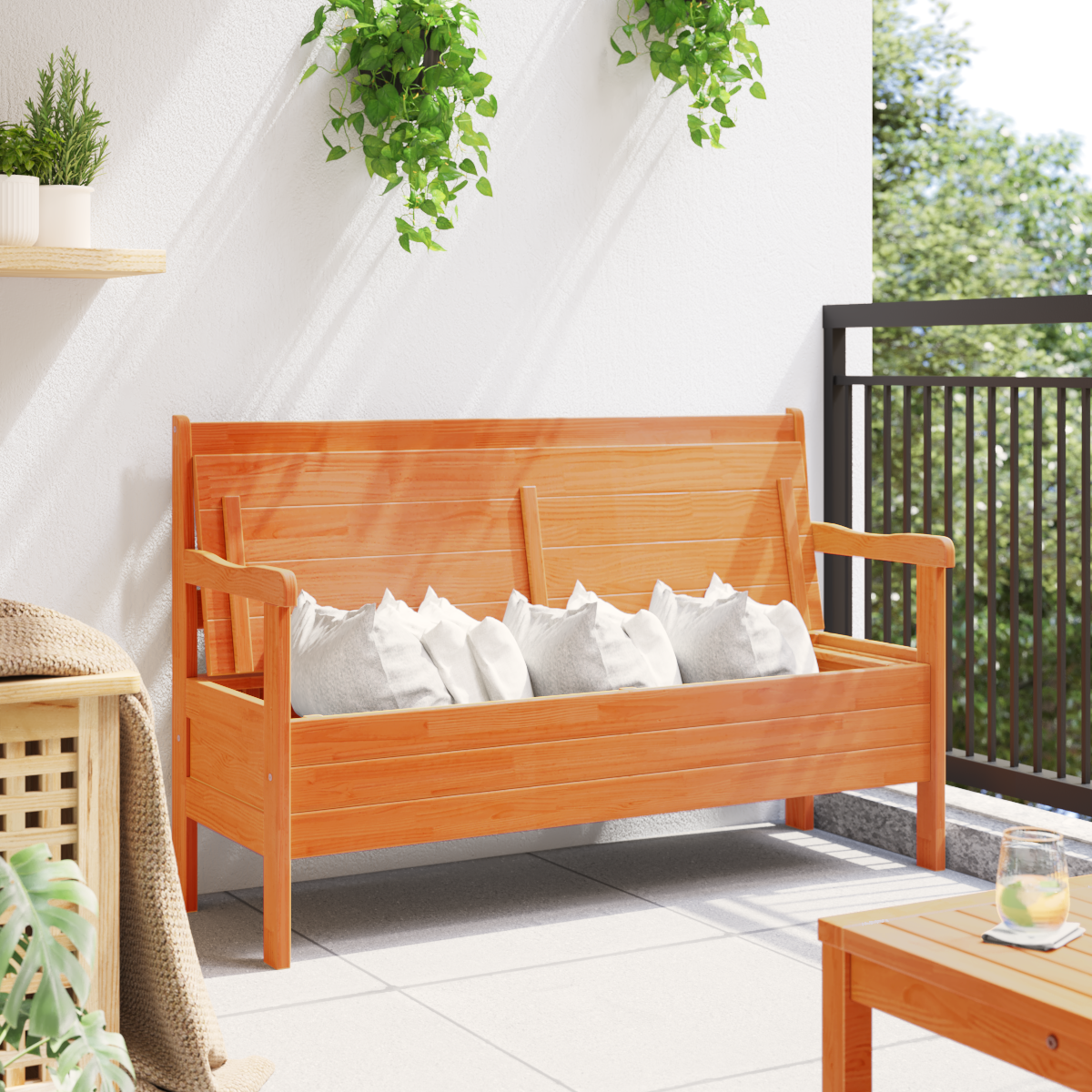 Outdoor Bench Acacia 119x76x44 cm Solid Wood Pine - Image 4