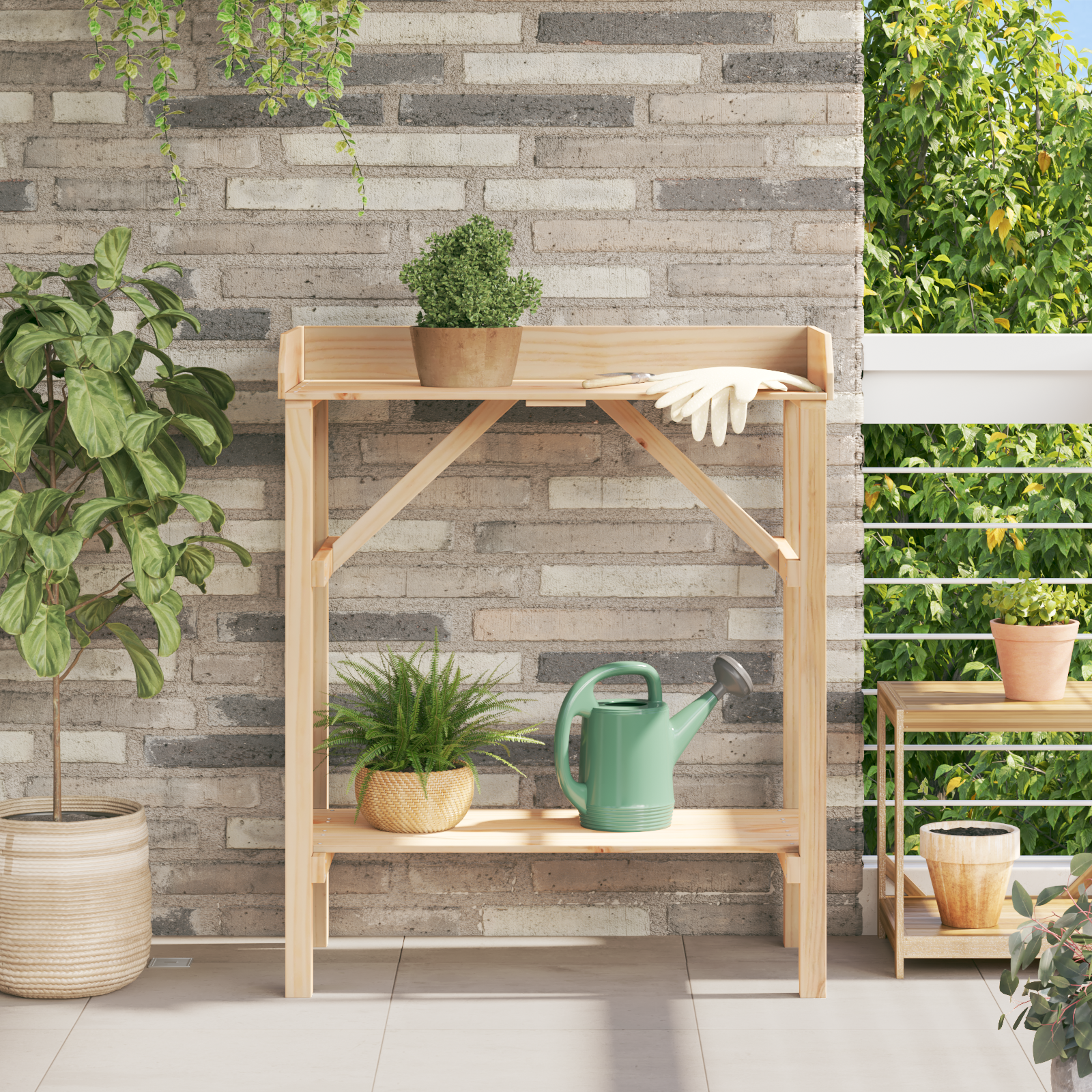 Sodo darbo stalas 75x40x90 cm Iš kietos pušies medienos