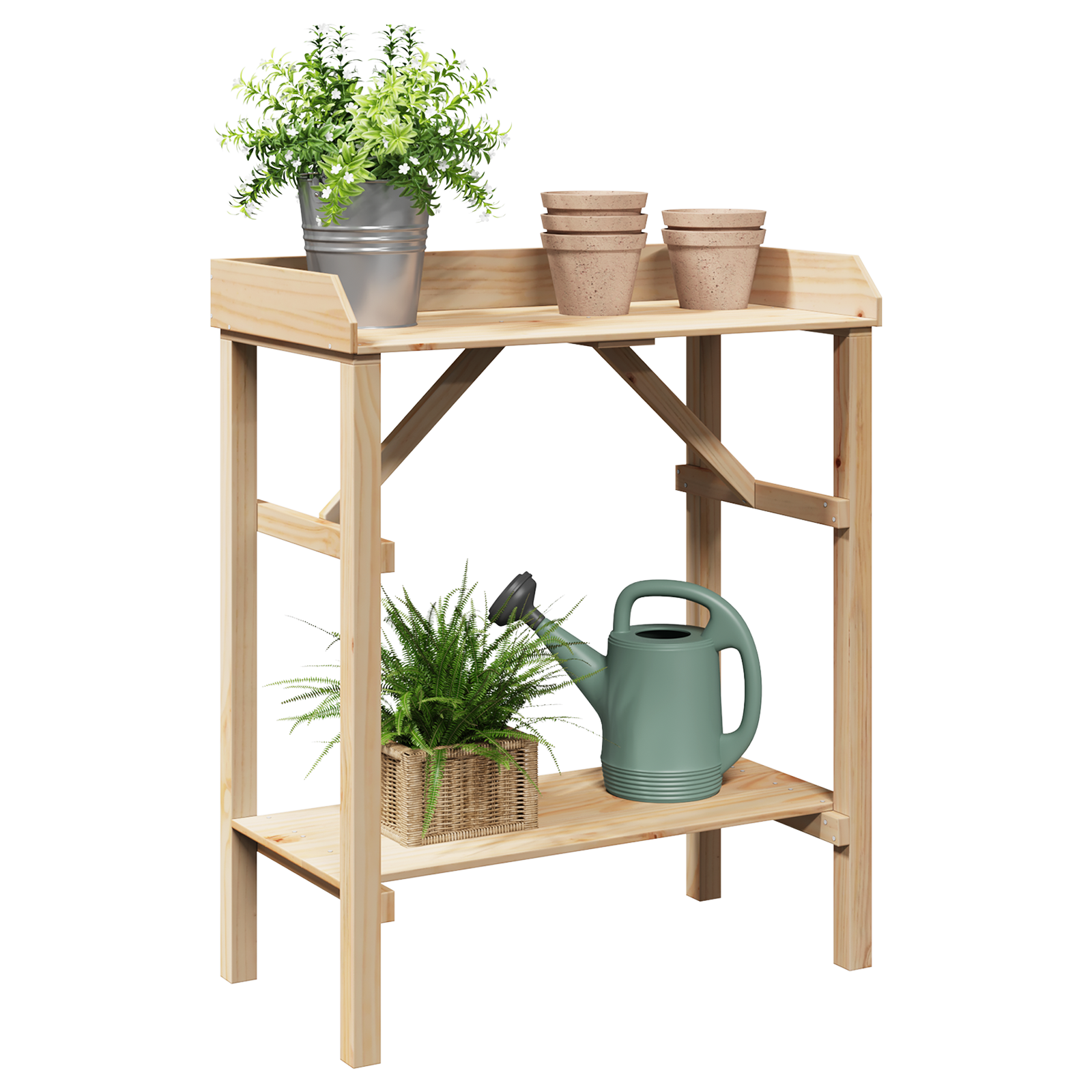 Sodo darbo stalas 75x40x90 cm Iš kietos pušies medienos - Image 3