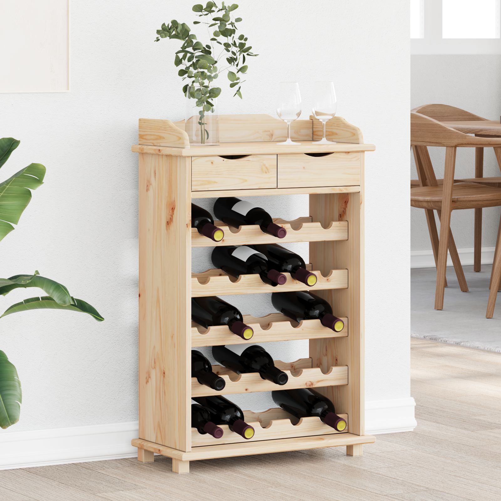 Thumbnail - vidaXL Weinregal 90x60x30 cm Massivholz Kiefer