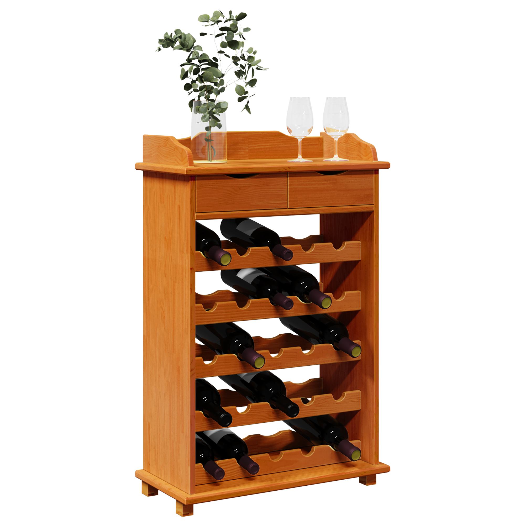 Vyno stovas 90x60x30 cm Kietas medis Pušis - Image 3