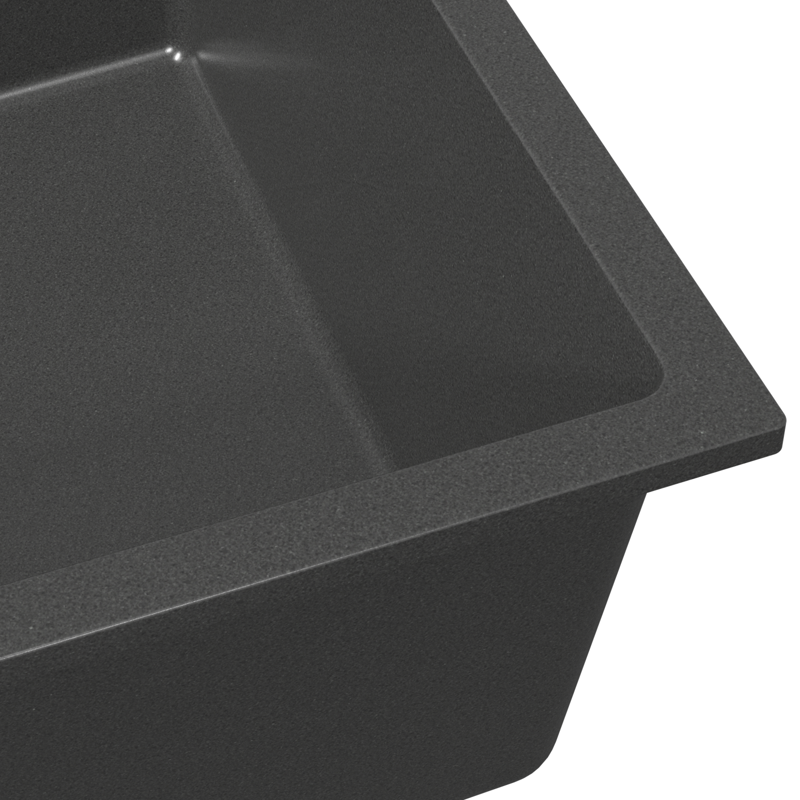 Kitchen Sink with Overflow Hole in Grey Granite - Image 7