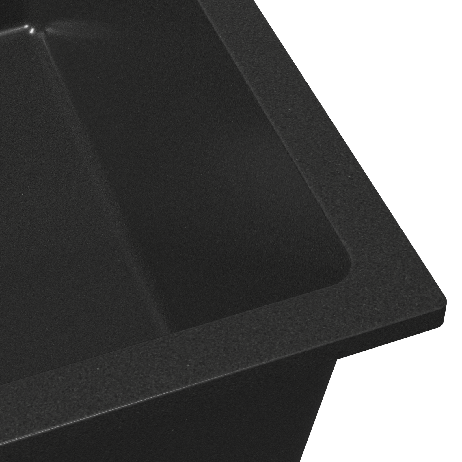 Kitchen Sink with Overflow Hole in Black Granite - Image 7