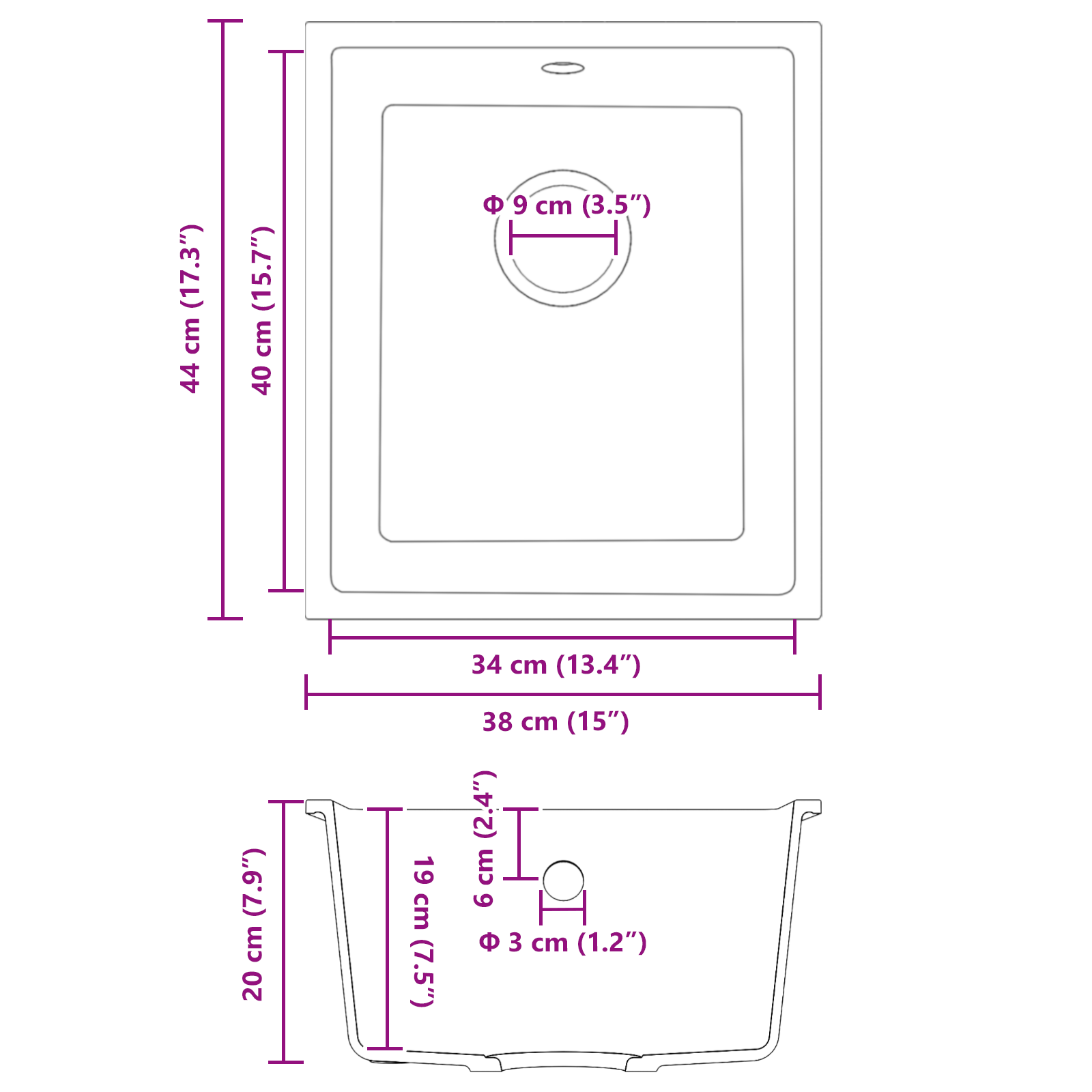 Kitchen Sink with Overflow Hole Beige Granite - Image 8