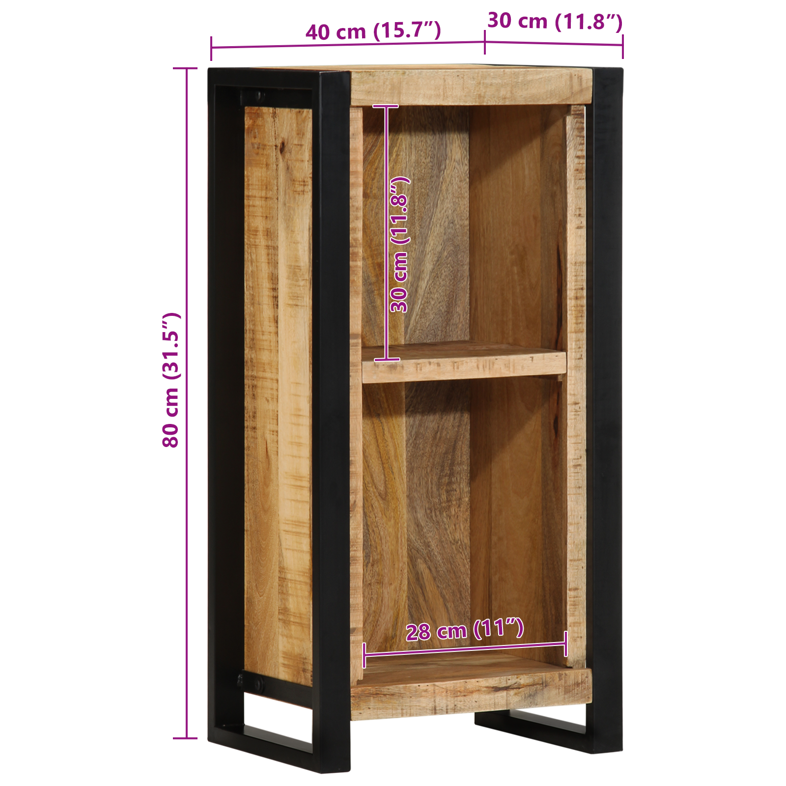 Bedside Cabinet 40x30x80 cm Solid Wood Rough Mango - Image 11