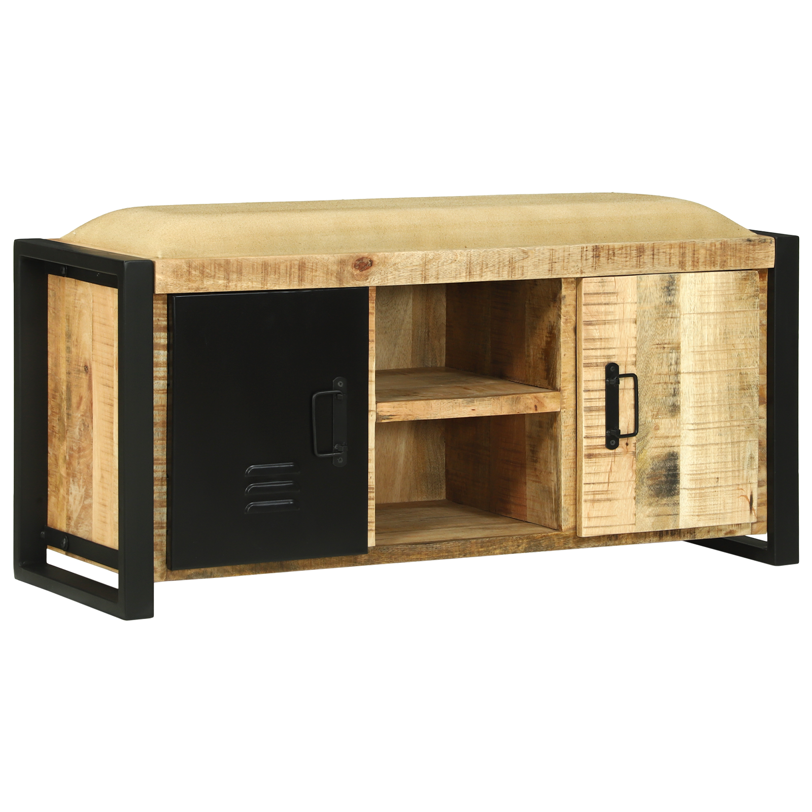 Bench Cabinet 100x35x50 cm Solid Wood Rough Mango - Image 2
