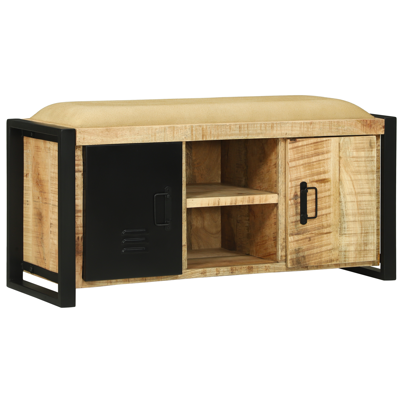 Bench Cabinet 100x35x50 cm Solid Wood Rough Mango - Image 3