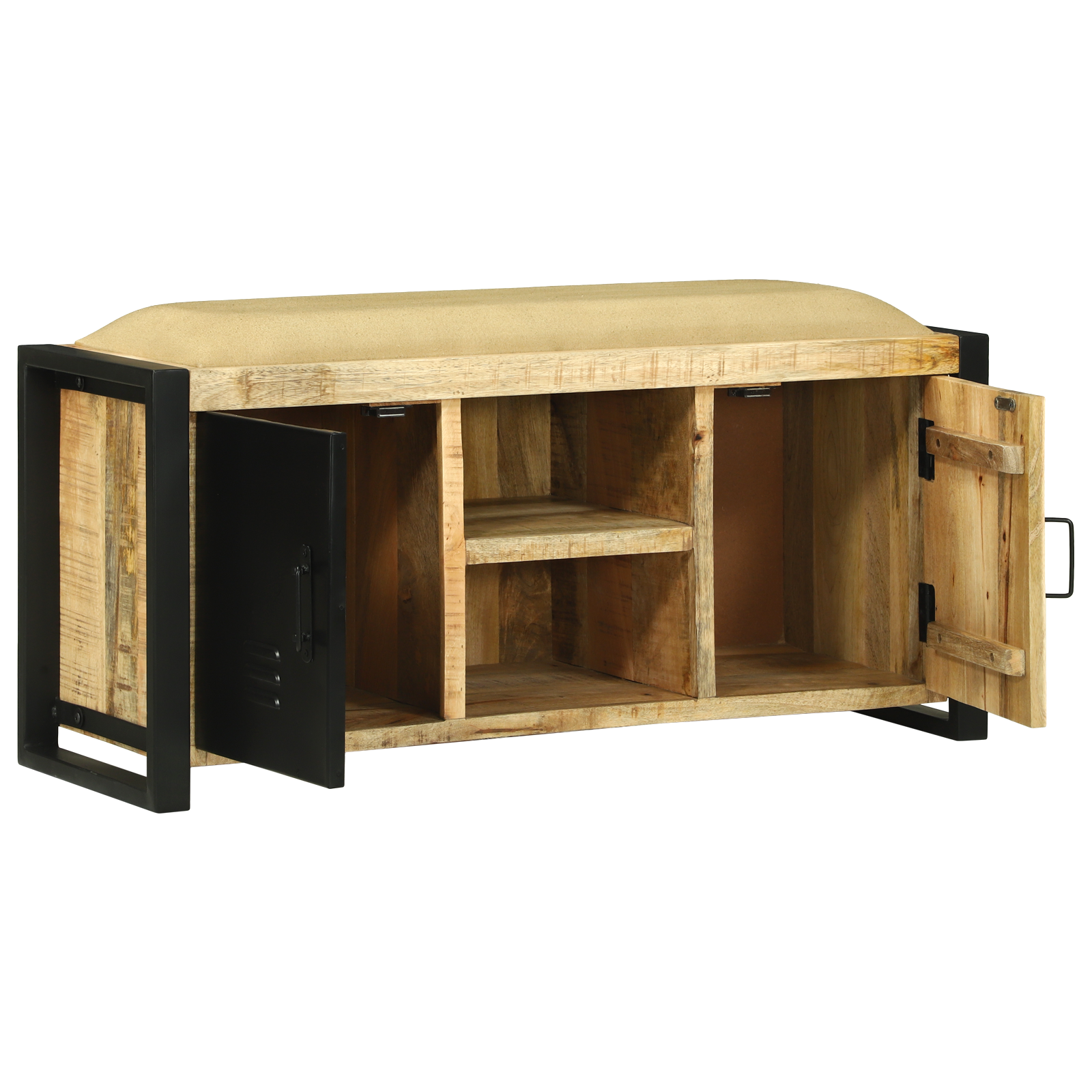 Bench Cabinet 100x35x50 cm Solid Wood Rough Mango - Image 4