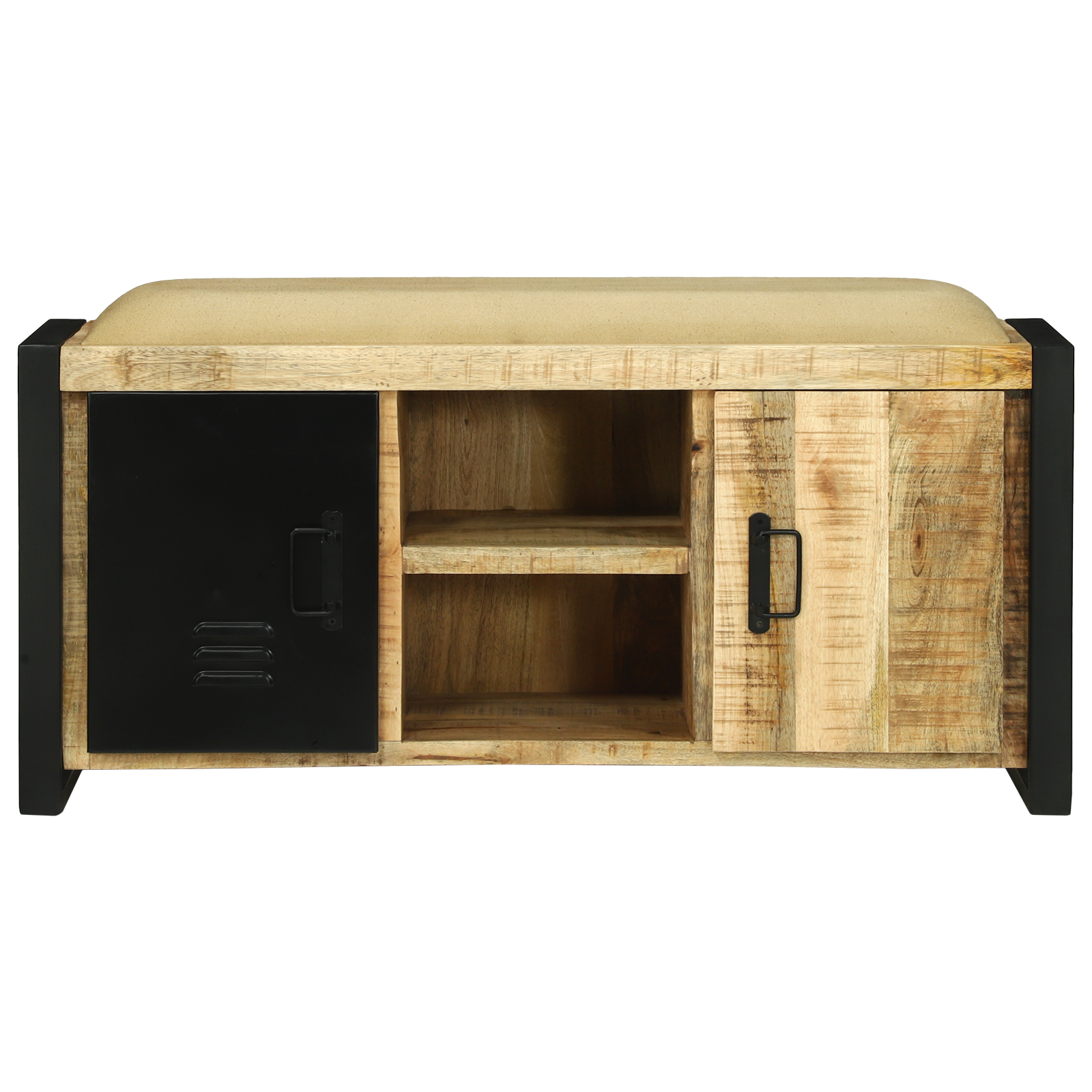 Bench Cabinet 100x35x50 cm Solid Wood Rough Mango - Image 5