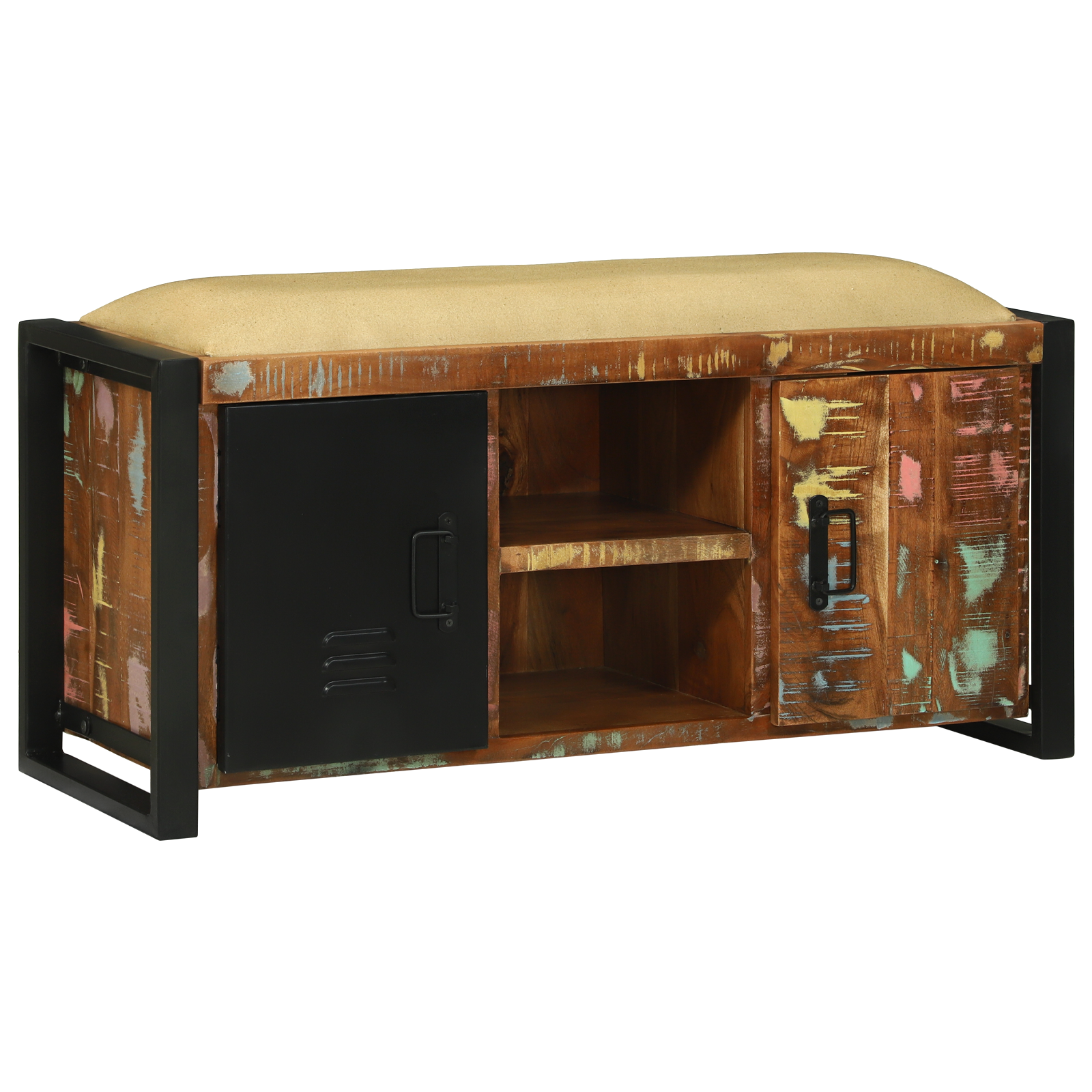 Opbergbank Multikleur 100x35x50 cm Massief Gerecycled Hout