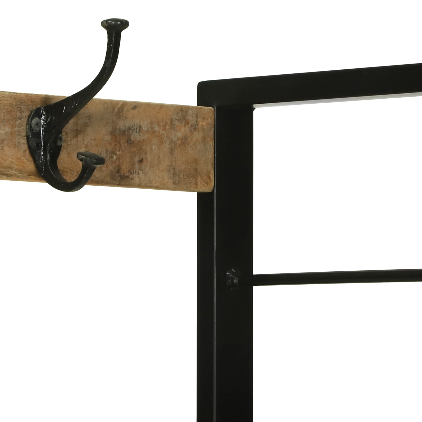 Clothes Rack with Hooks and Shelves 110x40x185 cm Solid Rough Wood Mango - Image 8