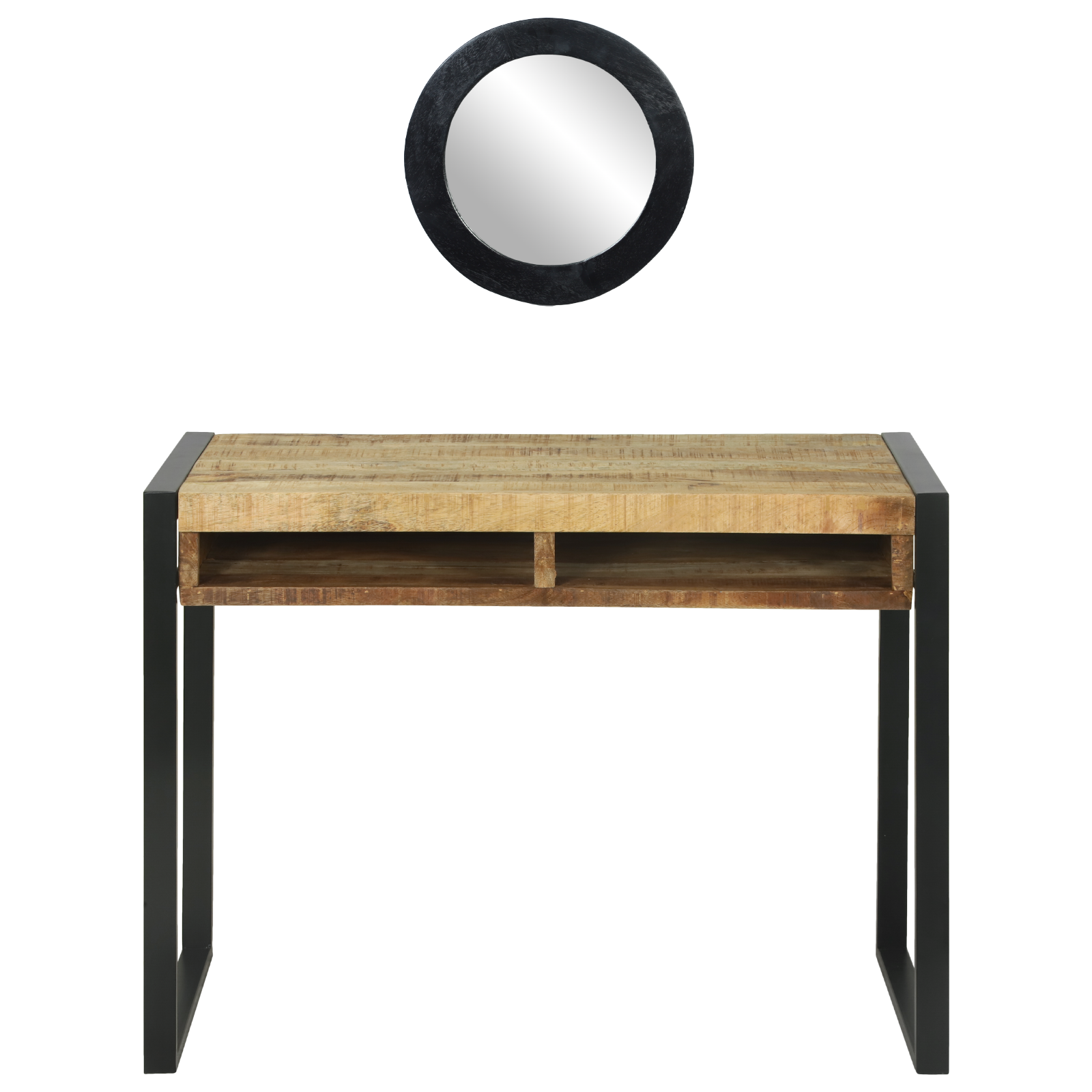 Dressing Table with Mirror 100x50x75 cm Solid Rough Wood Mango - Image 6