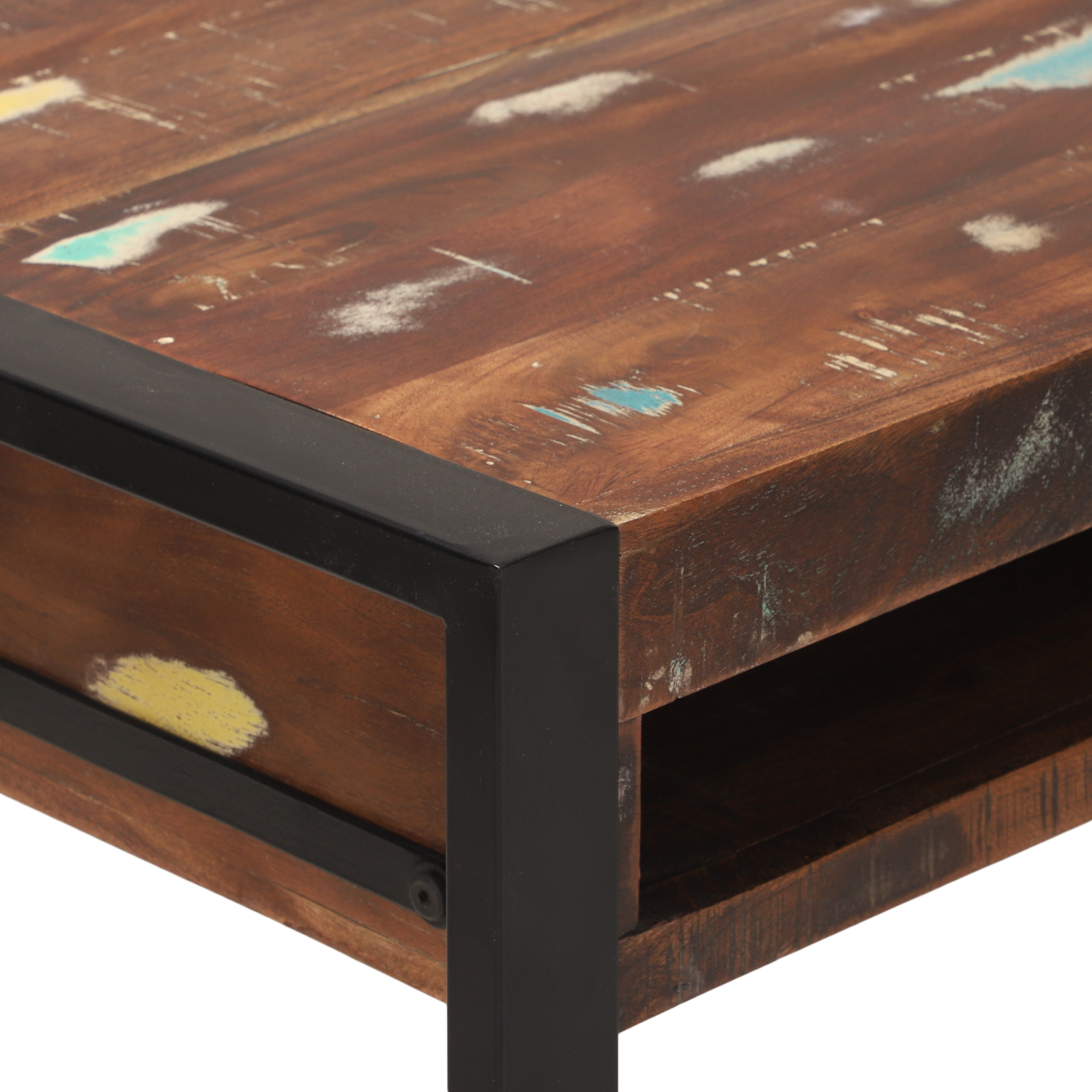 Dressing Table with Mirror Multicolour 100x50x75 cm Solid Wood Reclaimed - Image 10