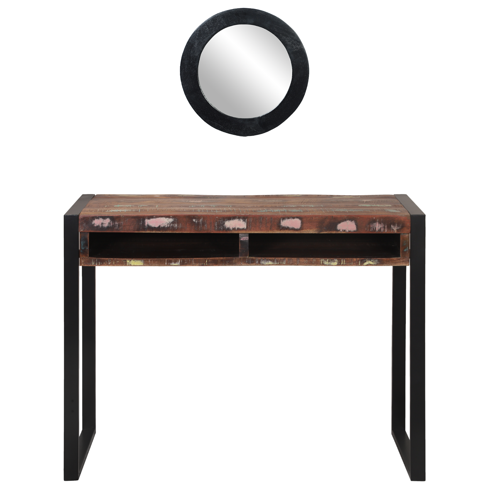 Dressing Table with Mirror Multicolour 100x50x75 cm Solid Wood Reclaimed - Image 6