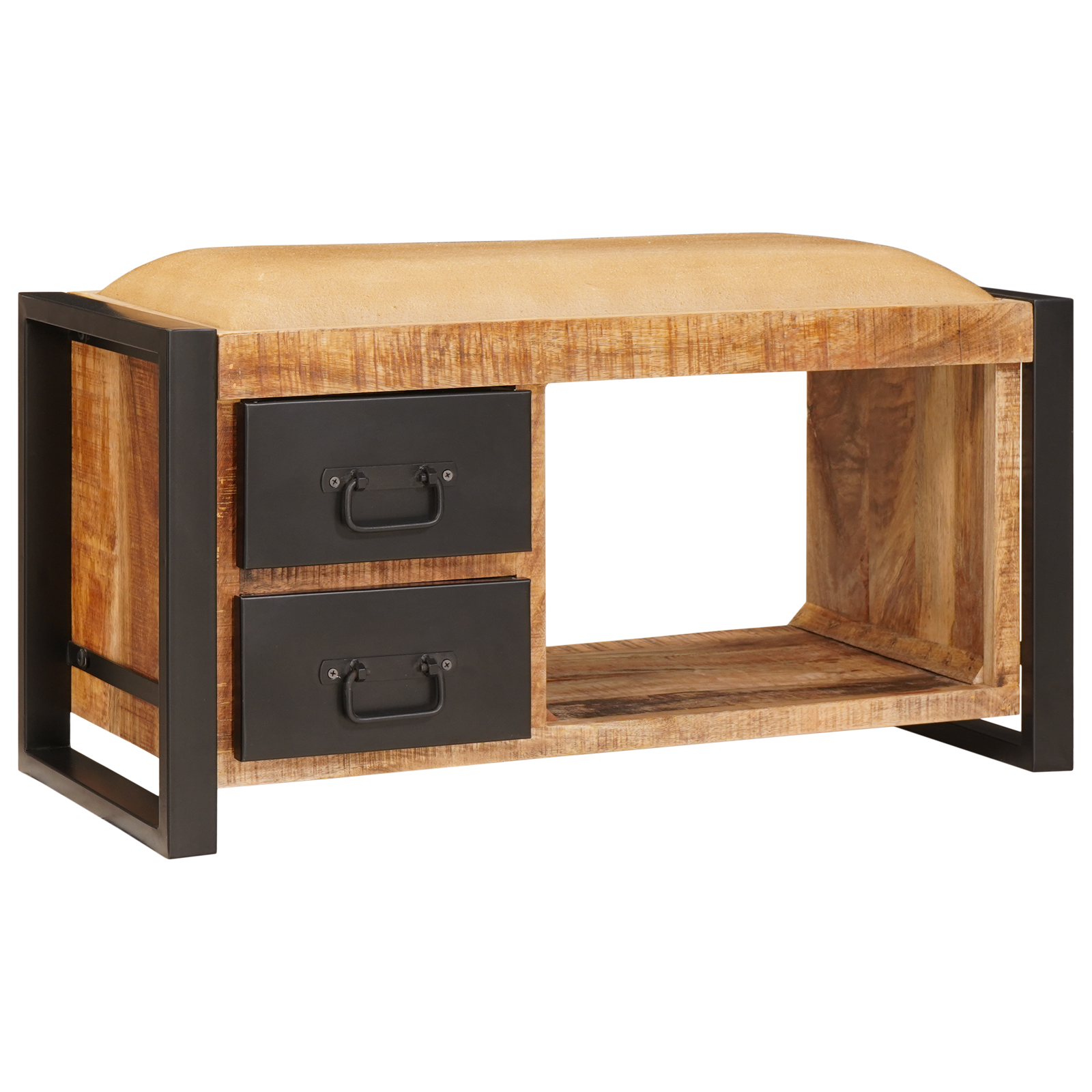 Opbergbank met Canvas 80x35x40 cm van Massief Mango Hout