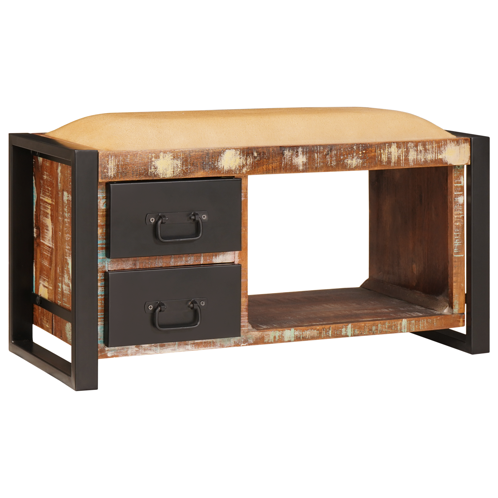 Opbergbank Kleurig 80x35x40 cm Massief Gerecycled Hout