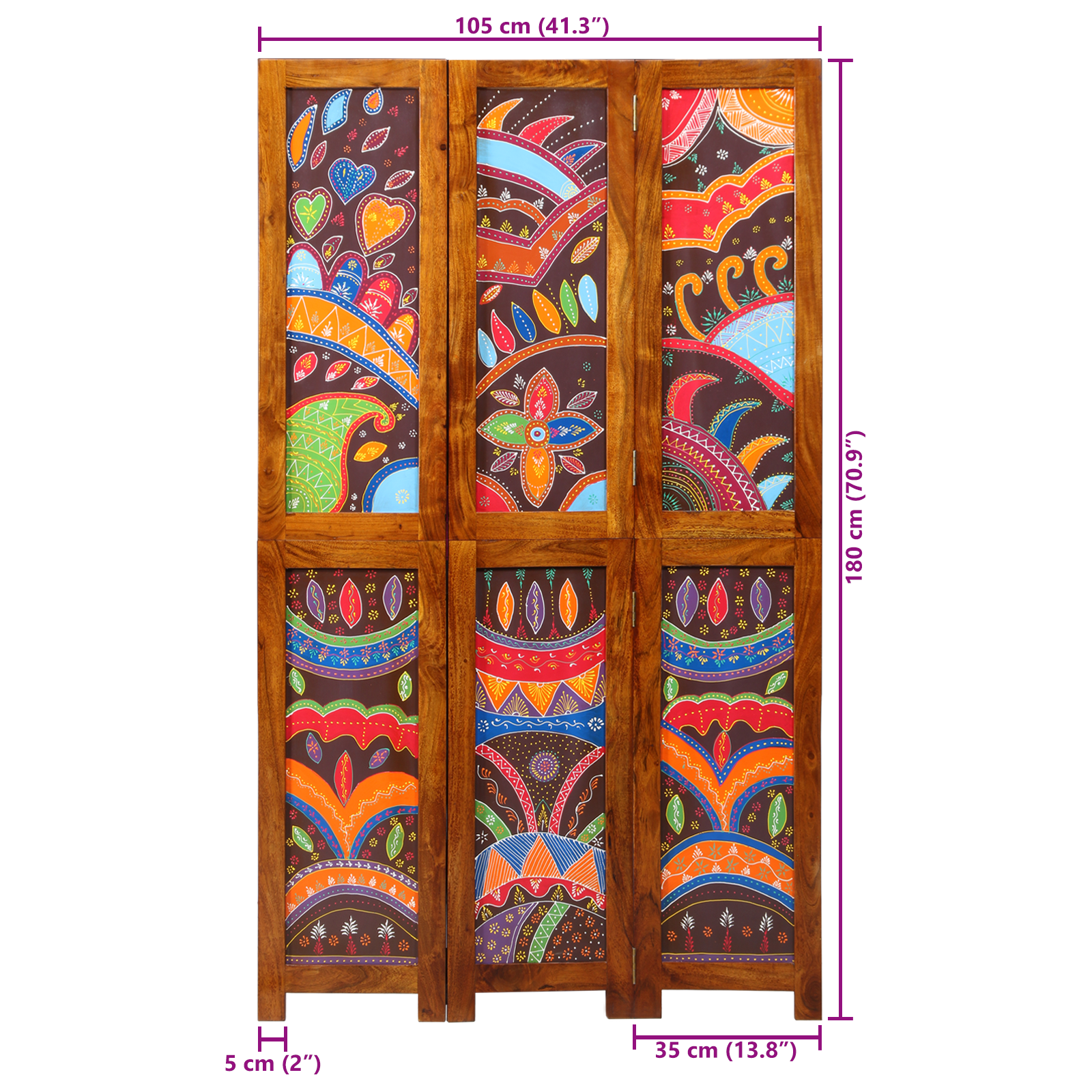 Room Divider 3 Panels Honey Brown 35x1.5x160 cm Solid Wood Acacia - Image 11