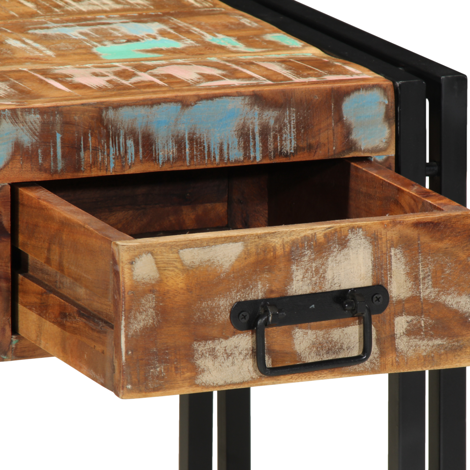 End Table with Drawer Black 40x40x50 cm Solid Reclaimed Wood - Image 9