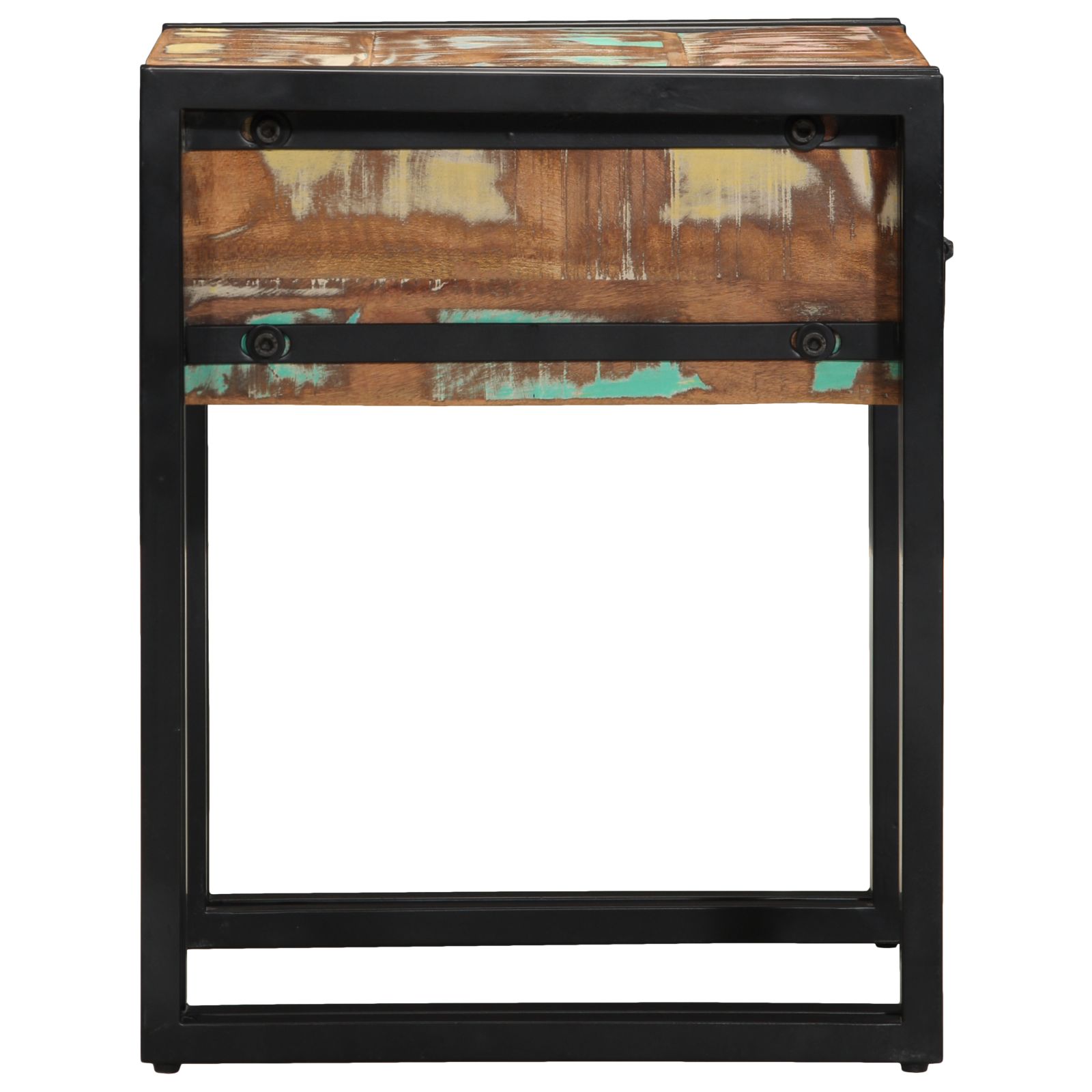 End Table with Drawer Black 40x40x50 cm Solid Reclaimed Wood - Image 7