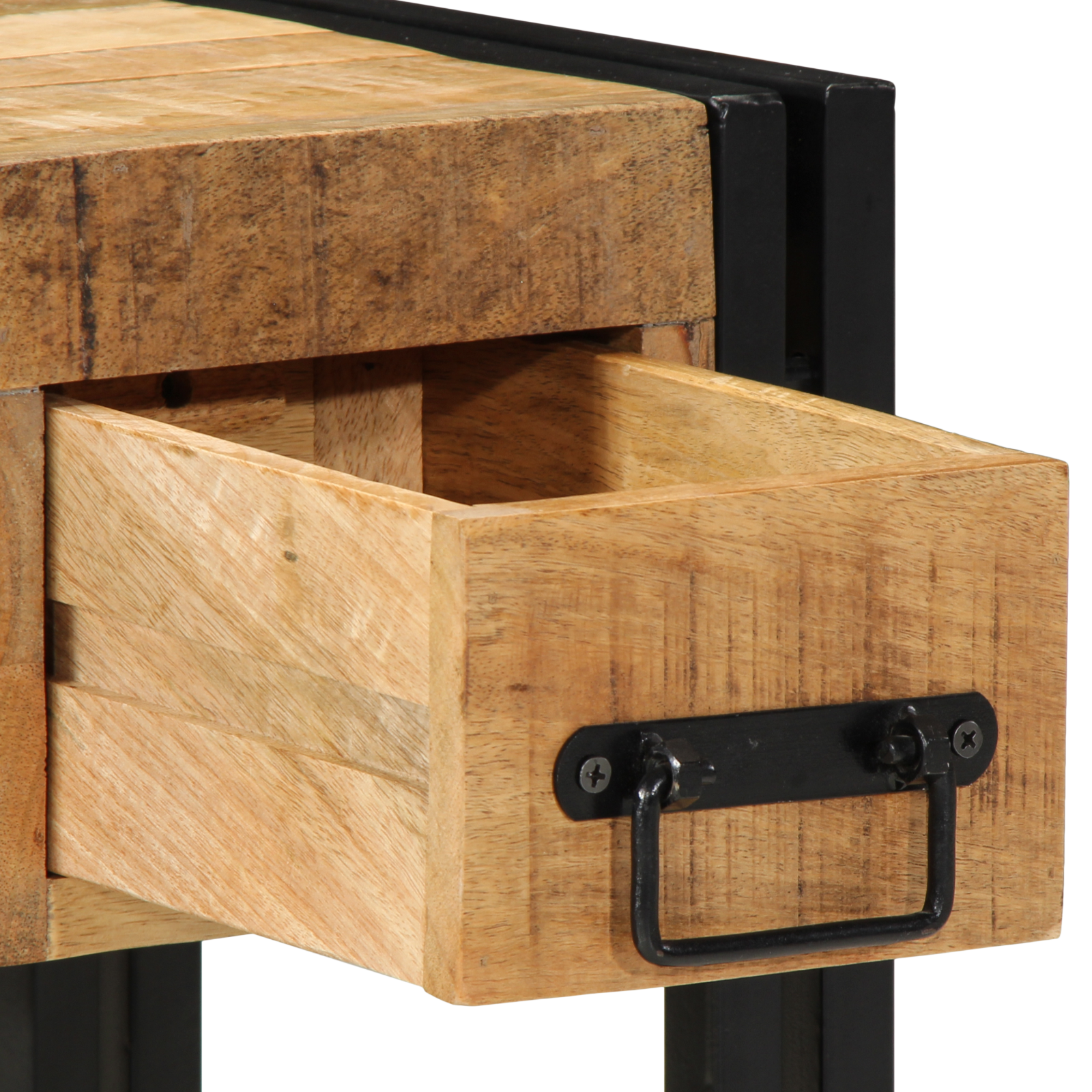 End Table with Drawer Black 30x30x40 cm Solid Mango Wood - Image 9
