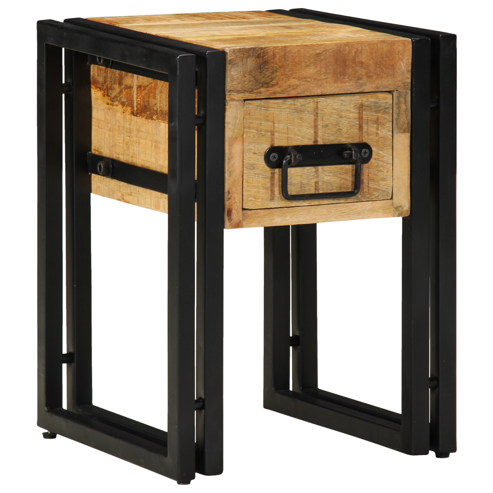 End Table with Drawer Black 30x30x40 cm Solid Mango Wood - Image 3