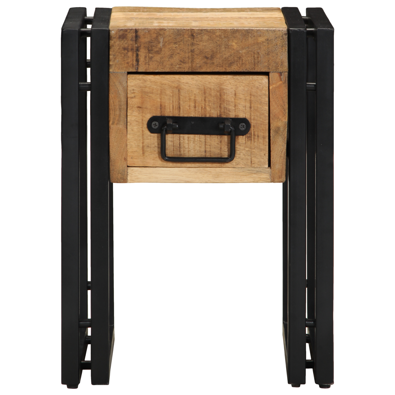 End Table with Drawer Black 30x30x40 cm Solid Mango Wood - Image 5