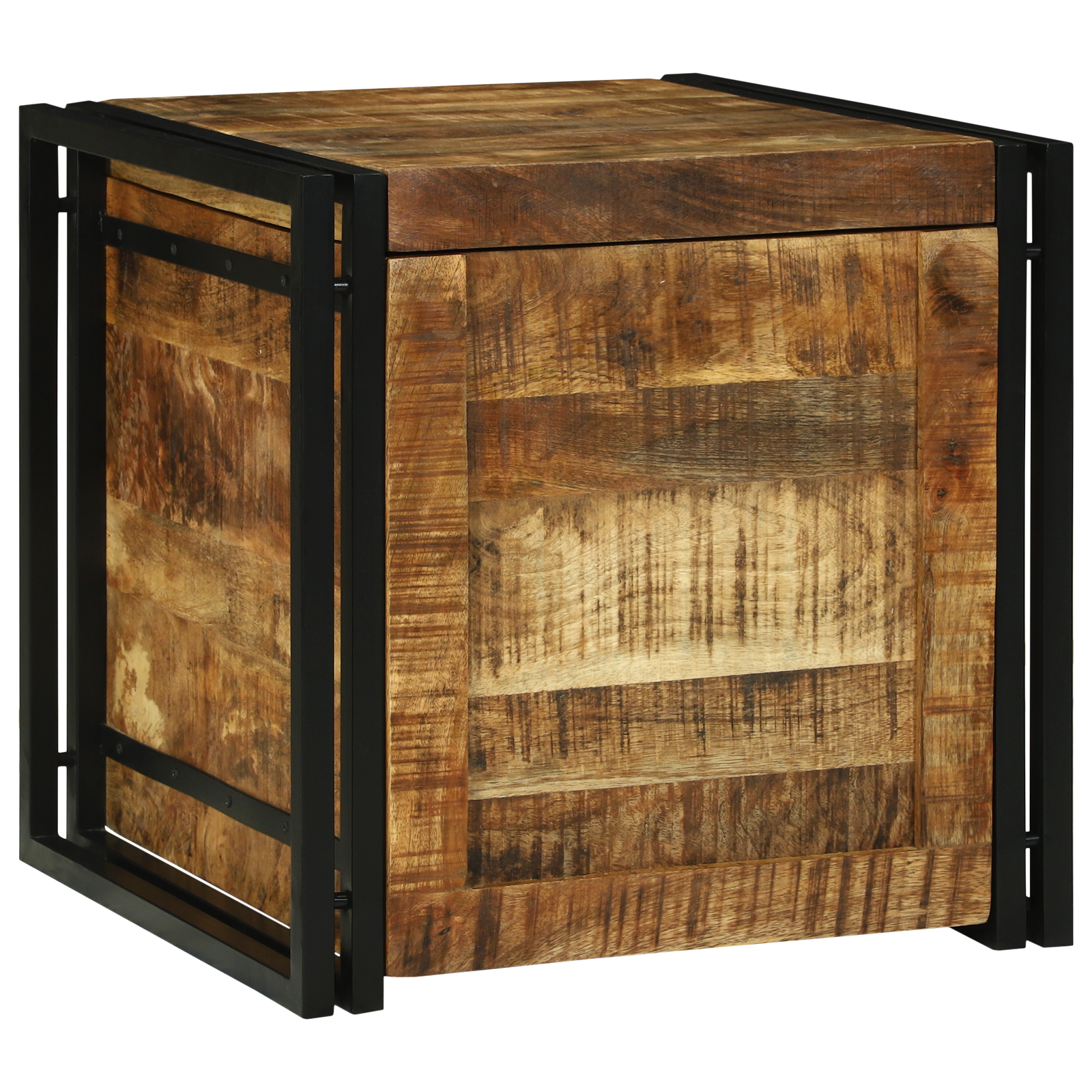 Opbergbak 50x50x50 cm Massief Ruw Mangohout