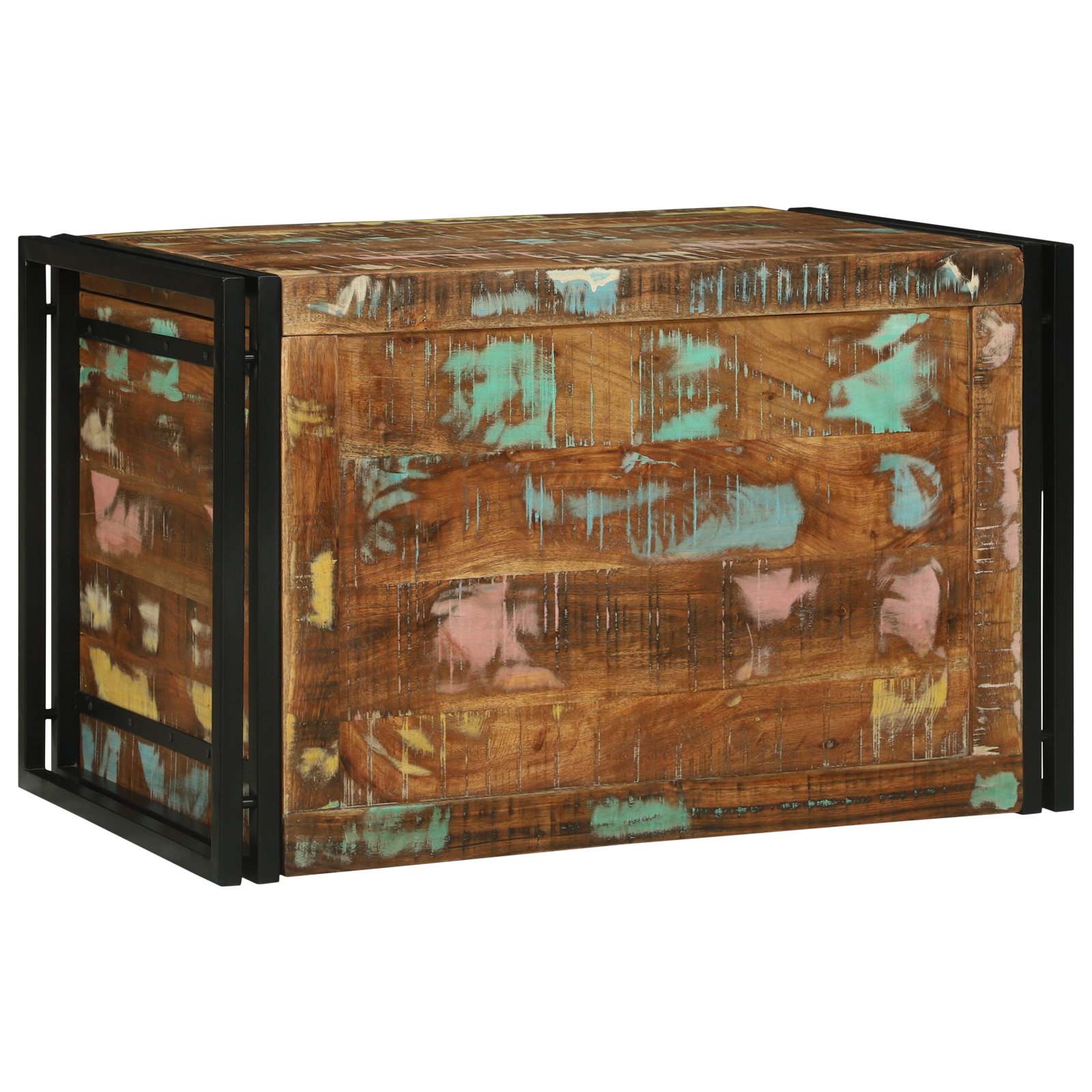 Storage Box Multicolour 80x50x50 cm Solid Wood Reclaimed - Image 4