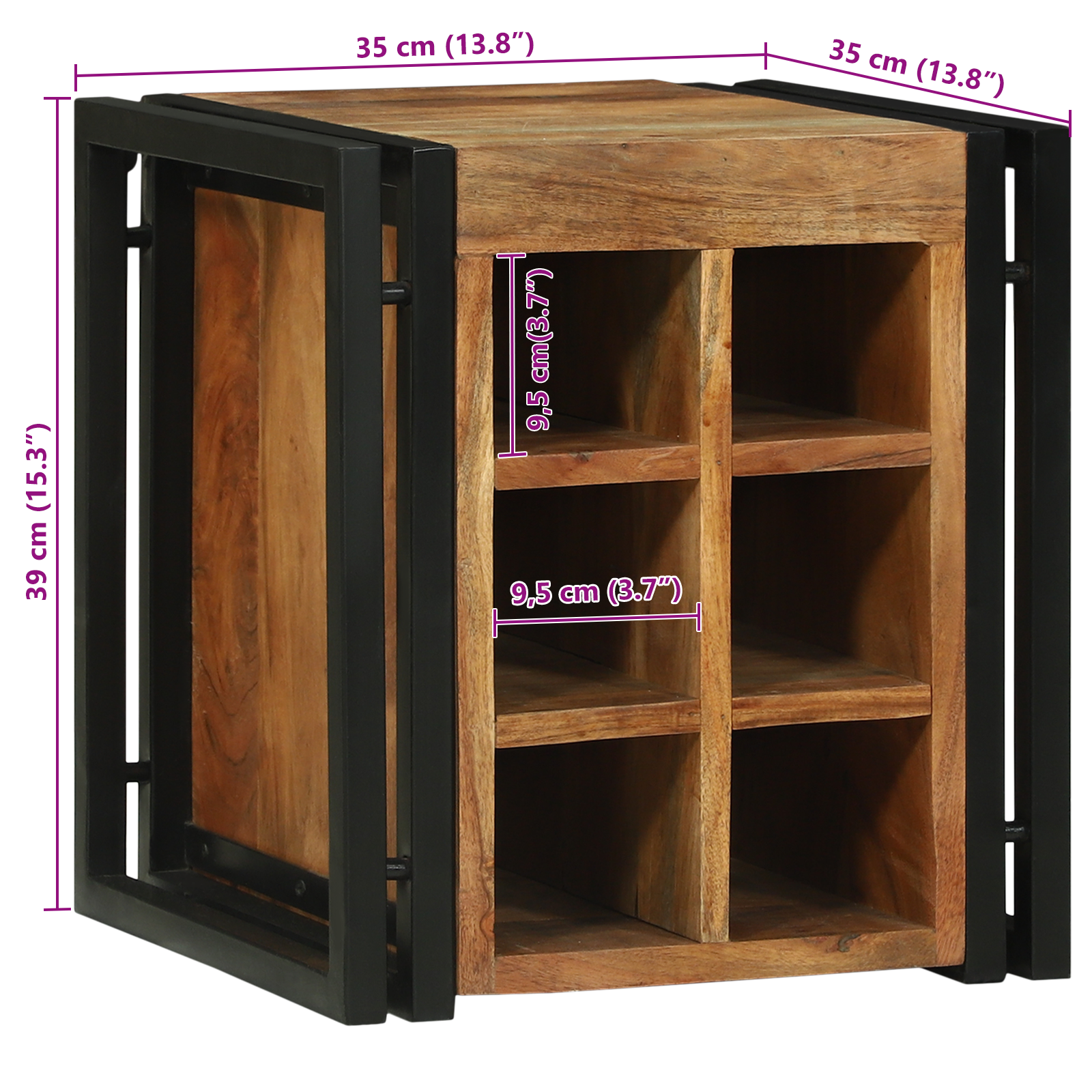 Wine Rack 34.5x35x39 cm Solid Wood Acacia - Image 11