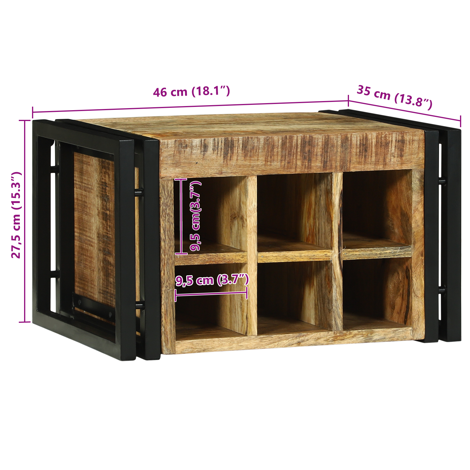 Wine Rack 46x35x27.5 cm Solid Wood Rough Mango - Image 11