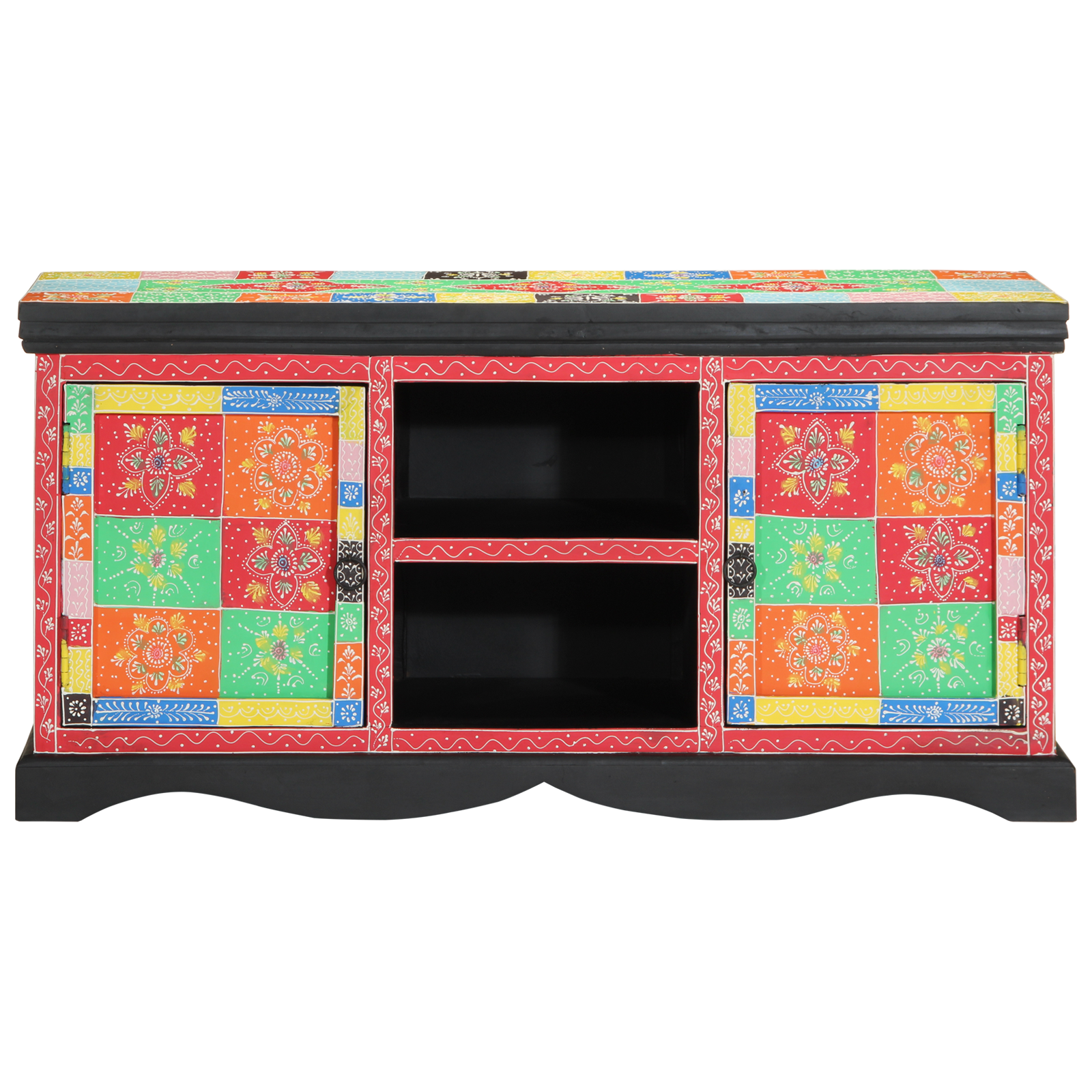 TV Cabinet - Colorful, 100x35x50 cm, Made from Solid Mango Wood - Image 2