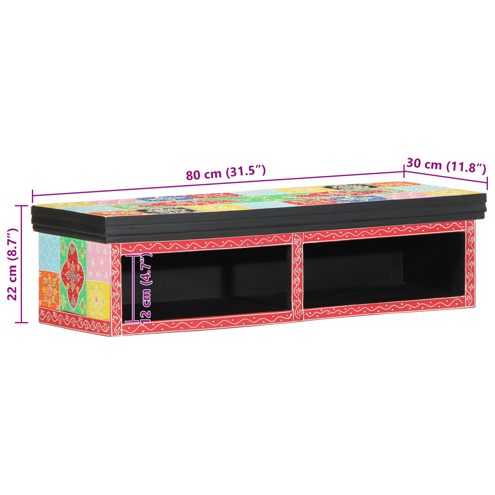 TV Cabinet Wall Mounted Multicolour 80x30x22 cm Engineered Wood - Image 10