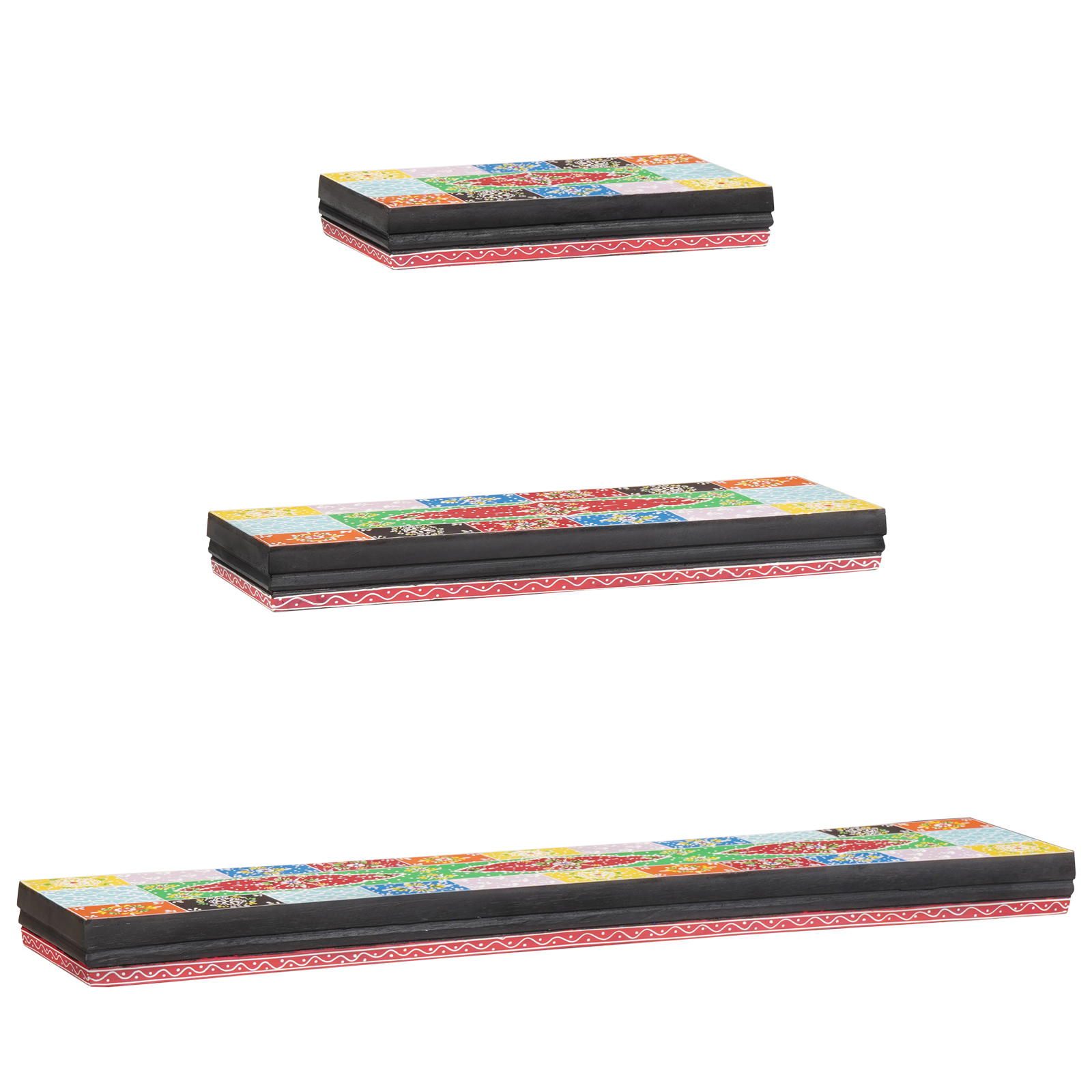 3 dalių Sieninės Lentynų Rinkinys 100x20x6 cm Tvirta Mangų Mediena - Image 8
