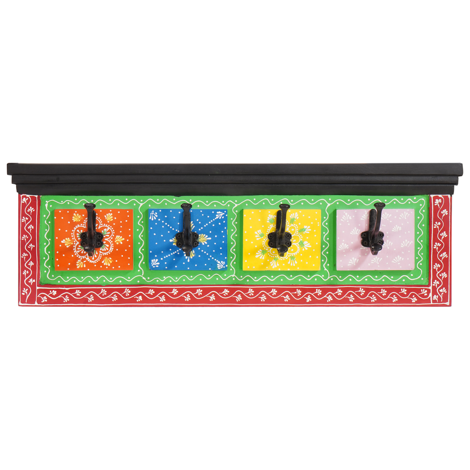 Wandkapstok met 4 Haken 80x25x2 cm Massief Mango & Samengesteld Hout
