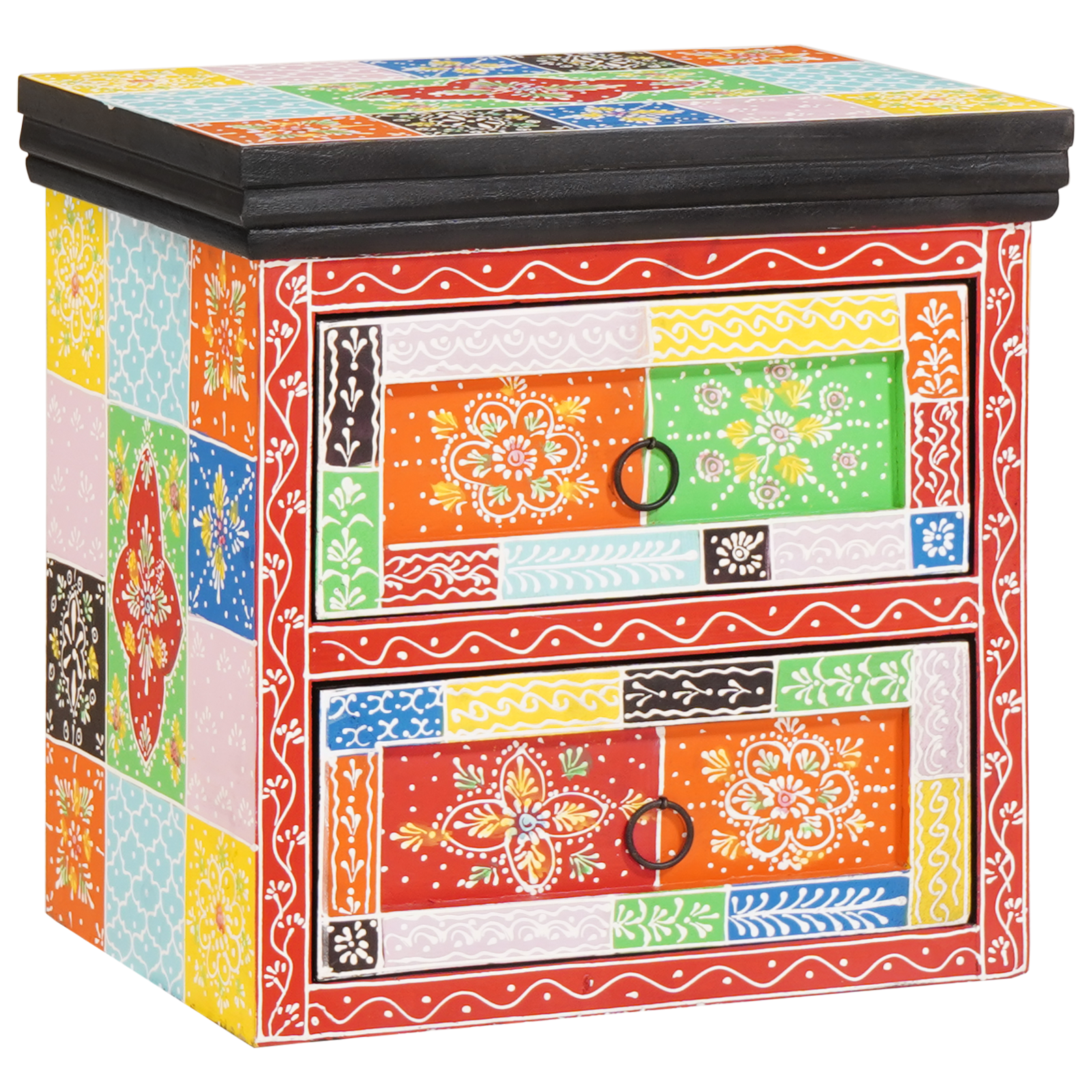 Bedside Cabinet Multicolour 40x30x40 cm Solid Wood Mango - Image 6