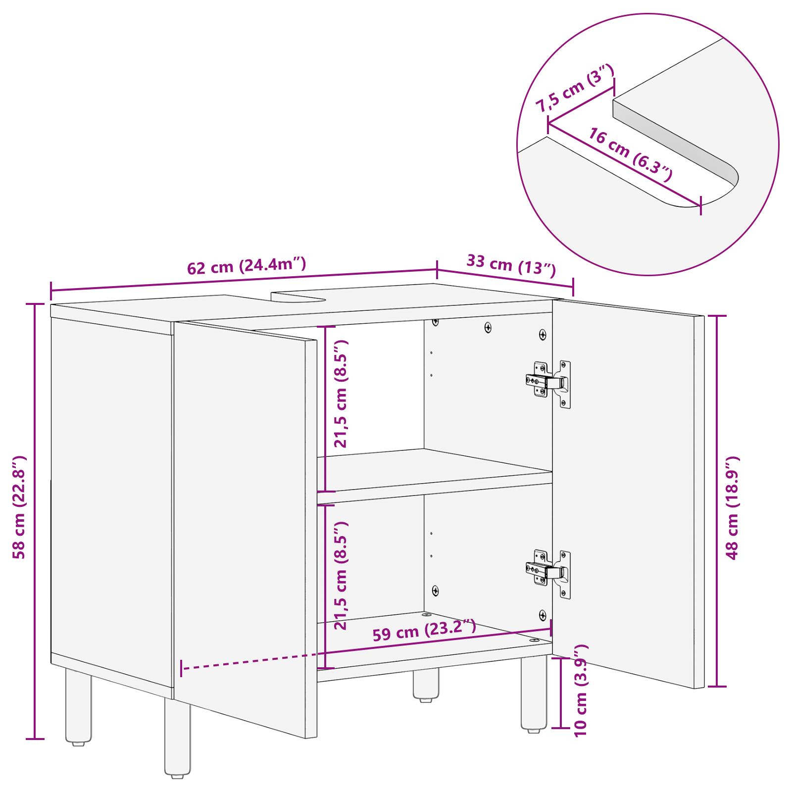 Bathroom Sink Cabinet 62x33x58 cm Solid Wood Acacia - Image 11