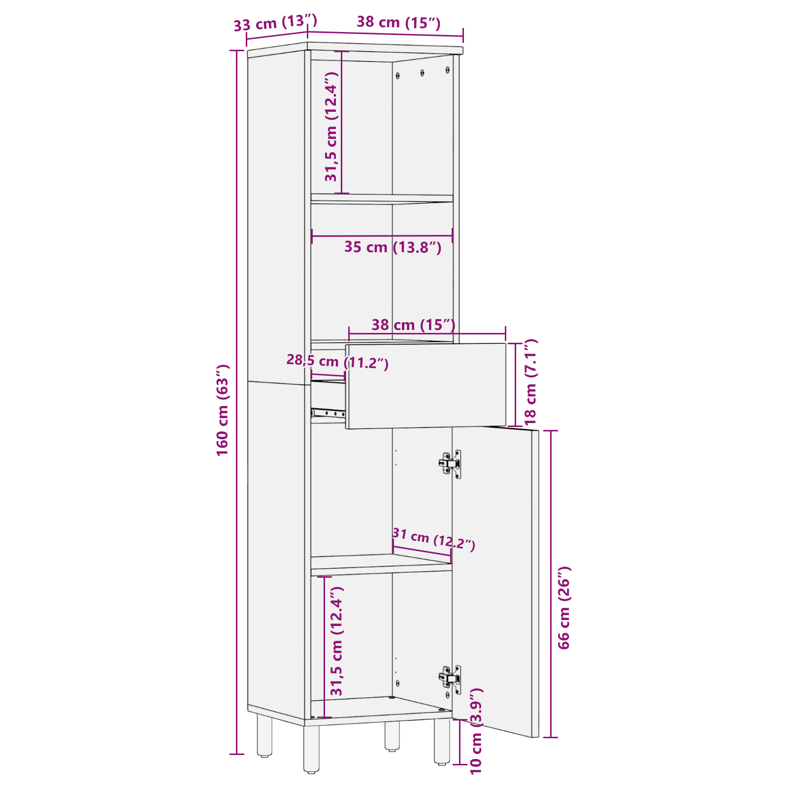Bathroom Vanity Units Natural Acacia Solid acacia wood Regular - Image 11